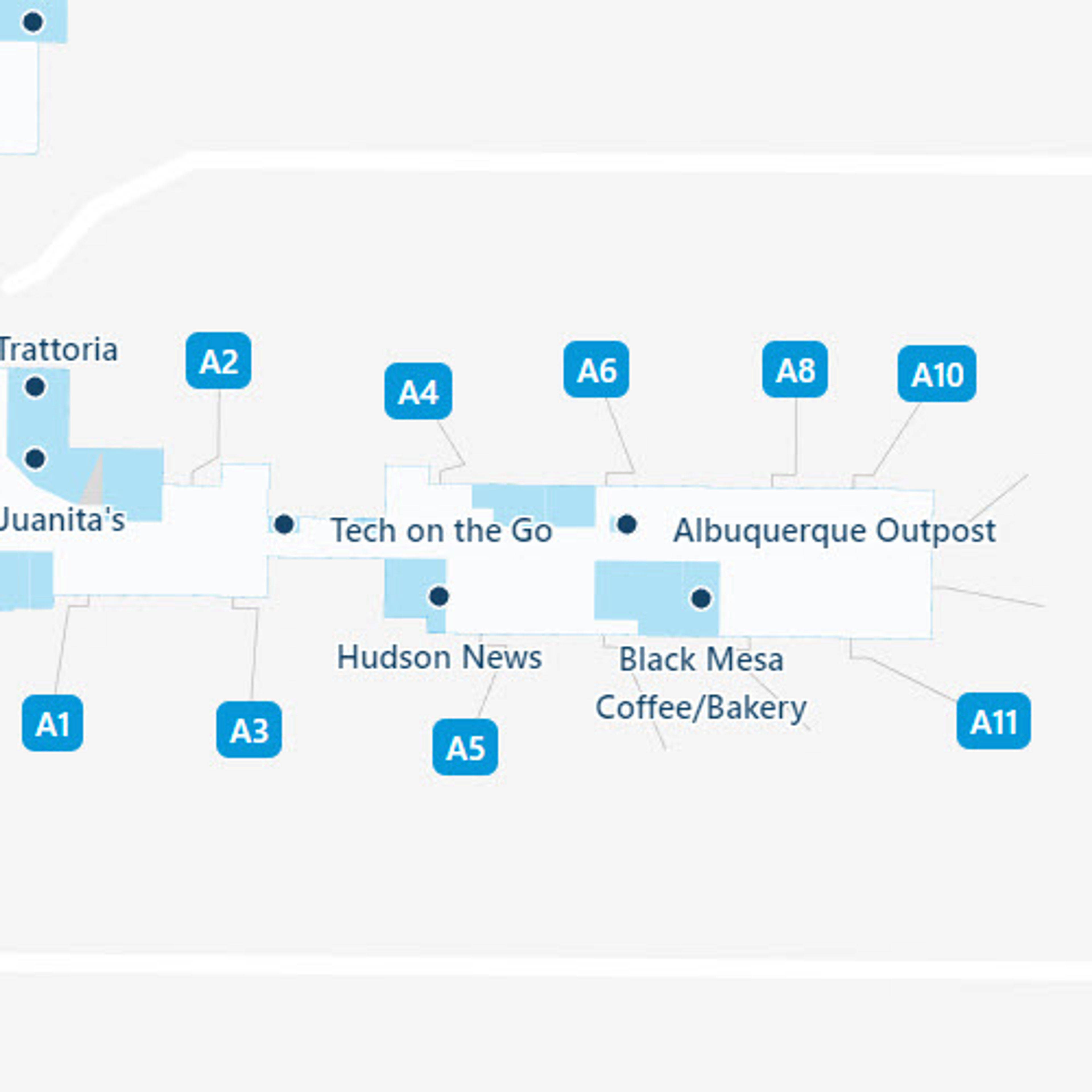 Albuquerque Sunport Airport Map ABQ Terminal Guide   Albuquerque Sunport ABQ Concourse A 