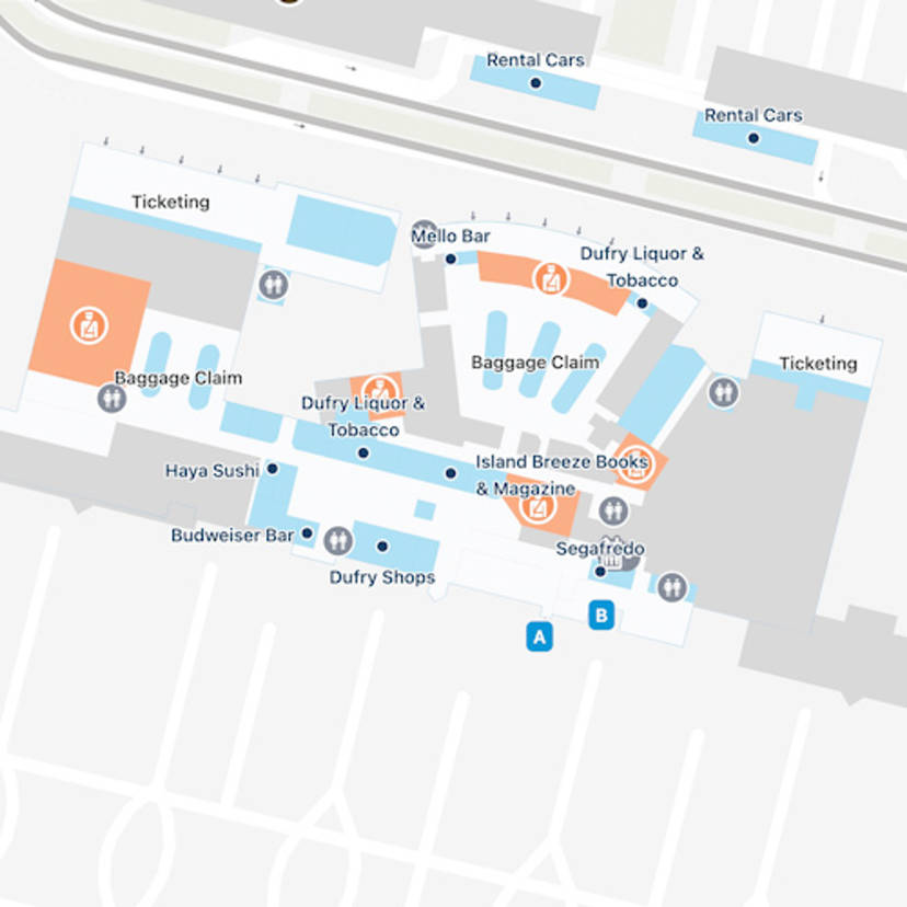 Aruba Queen Beatrix Airport Aua Main Terminal Map