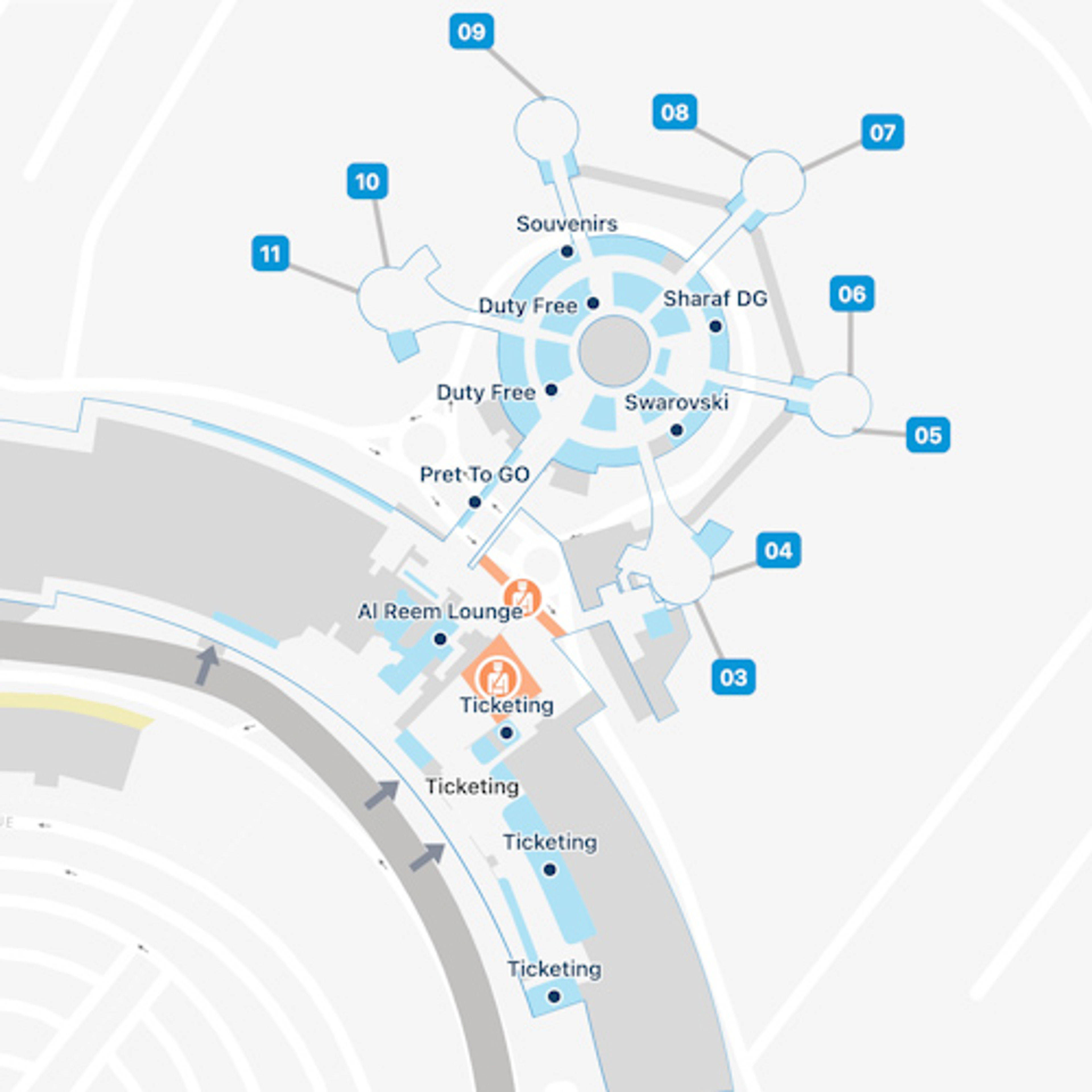 Abu Dhabi International Airport Map AUH Terminal Guide   Abu Dhabi International AUH Terminal 1 