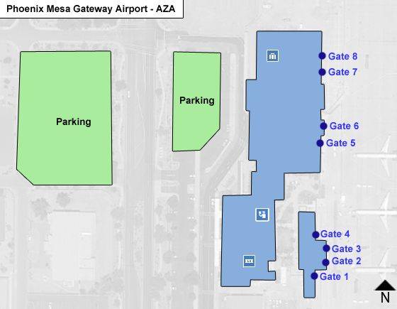 Phoenix Mesa Gateway Airport Map AZA Terminal Guide   Phoenix Mesa Gateway Airport AZA Terminal Map 