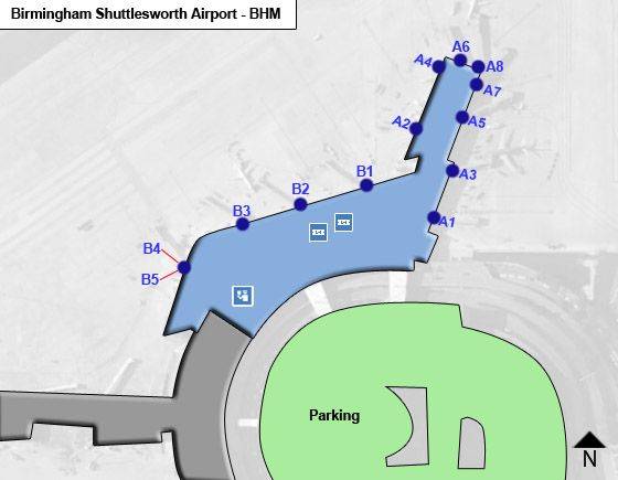 Birmingham Shuttlesworth Airport Map | BHM Terminal Guide