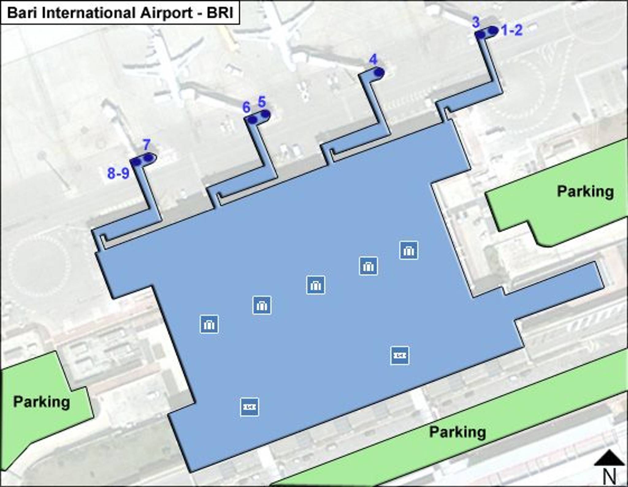 Bari di Puglia Airport BRI Main Terminal Map