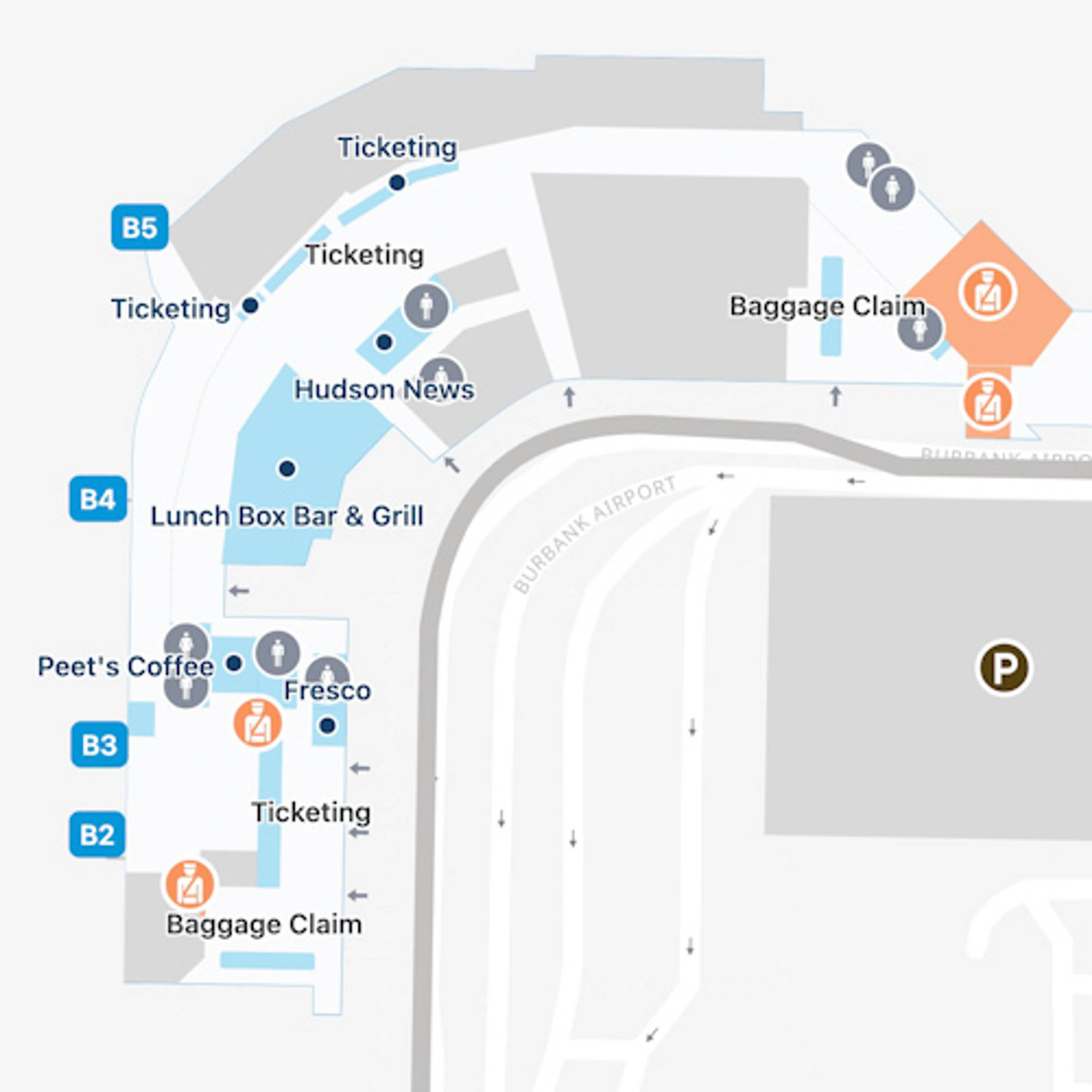 Hollywood Burbank Airport Map  BUR Terminal Guide