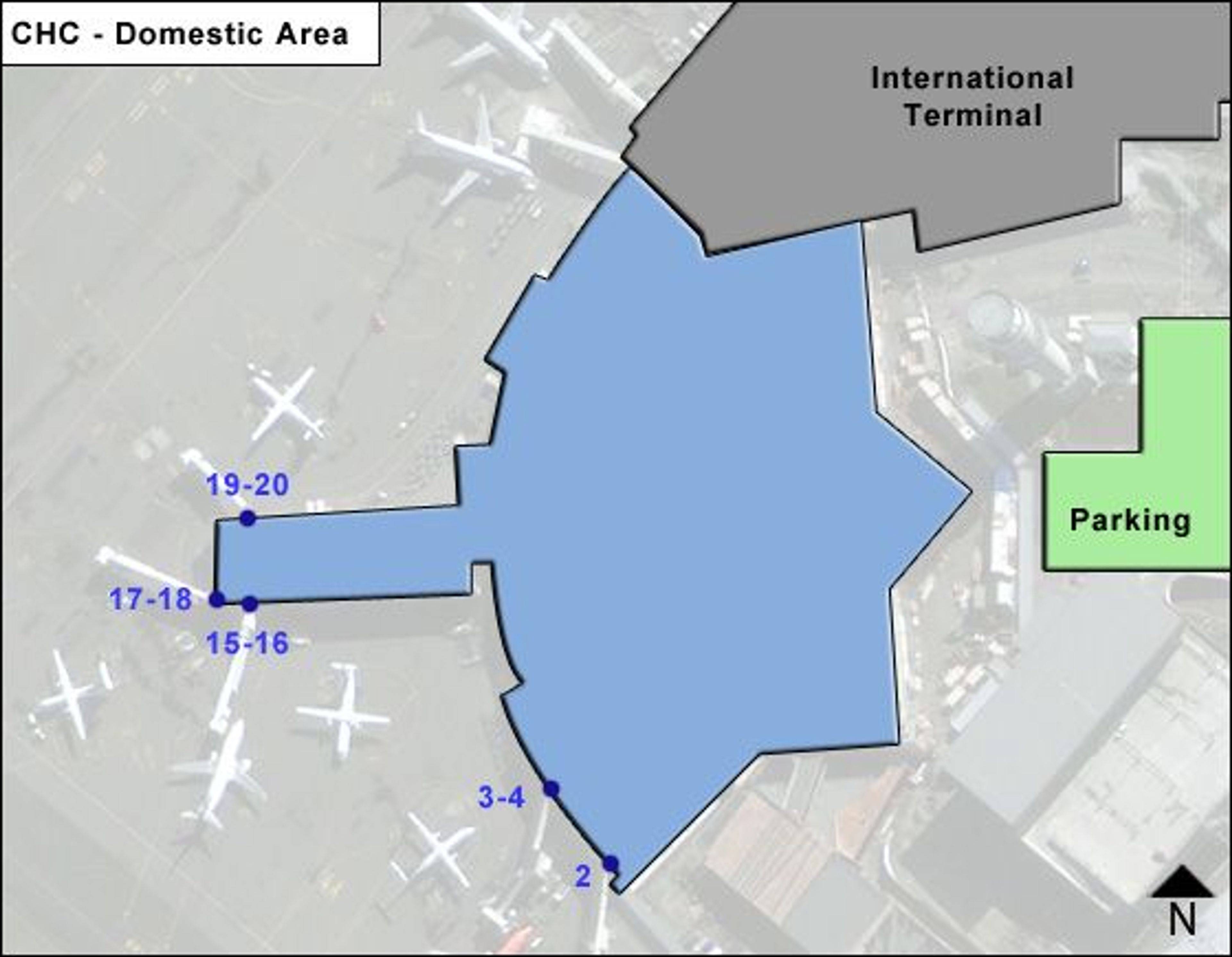 Christchurch Airport Domestic Area Map