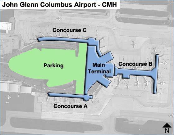 John Glenn Columbus Airport CMH Concourse B Map