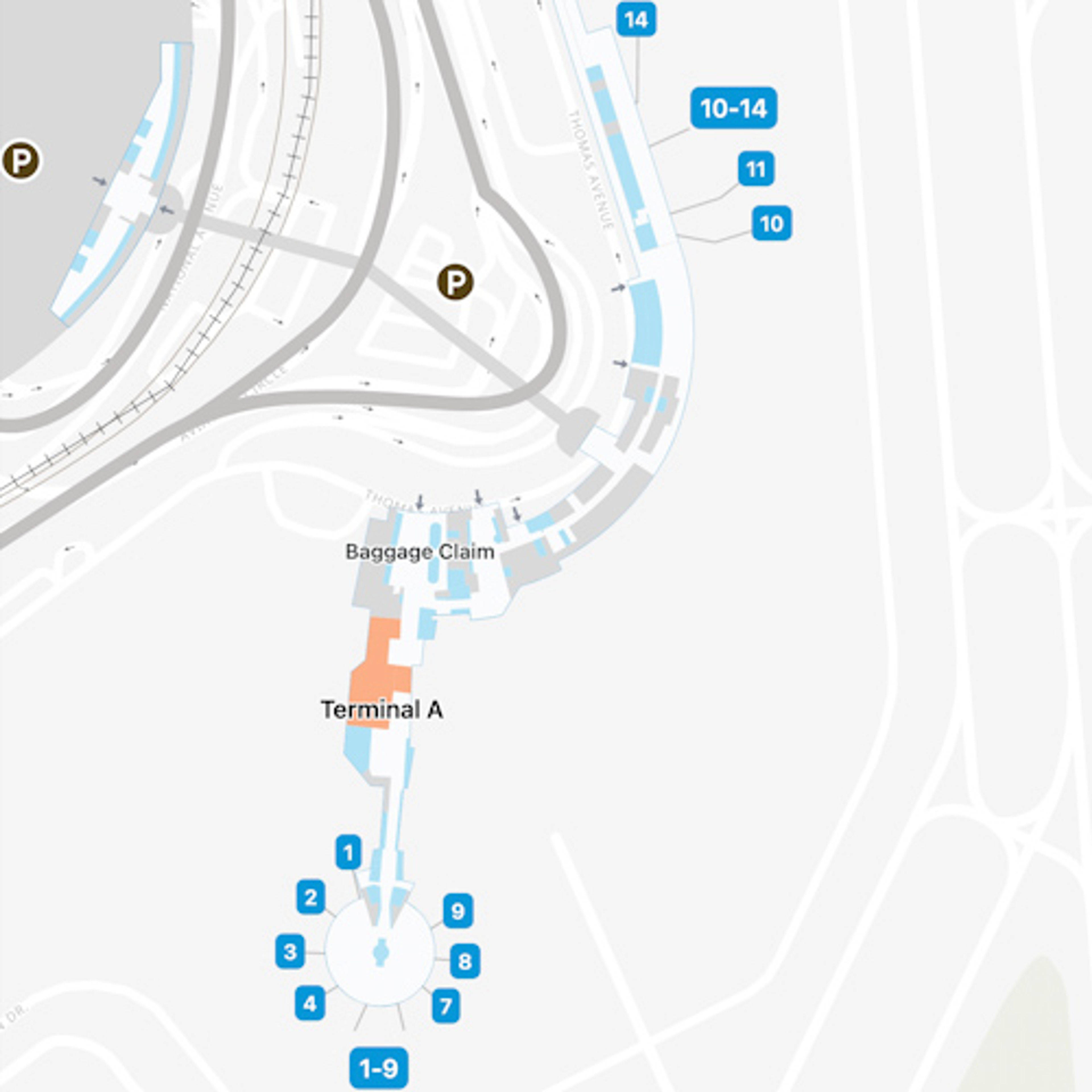 Arlington Airport Terminal A Map