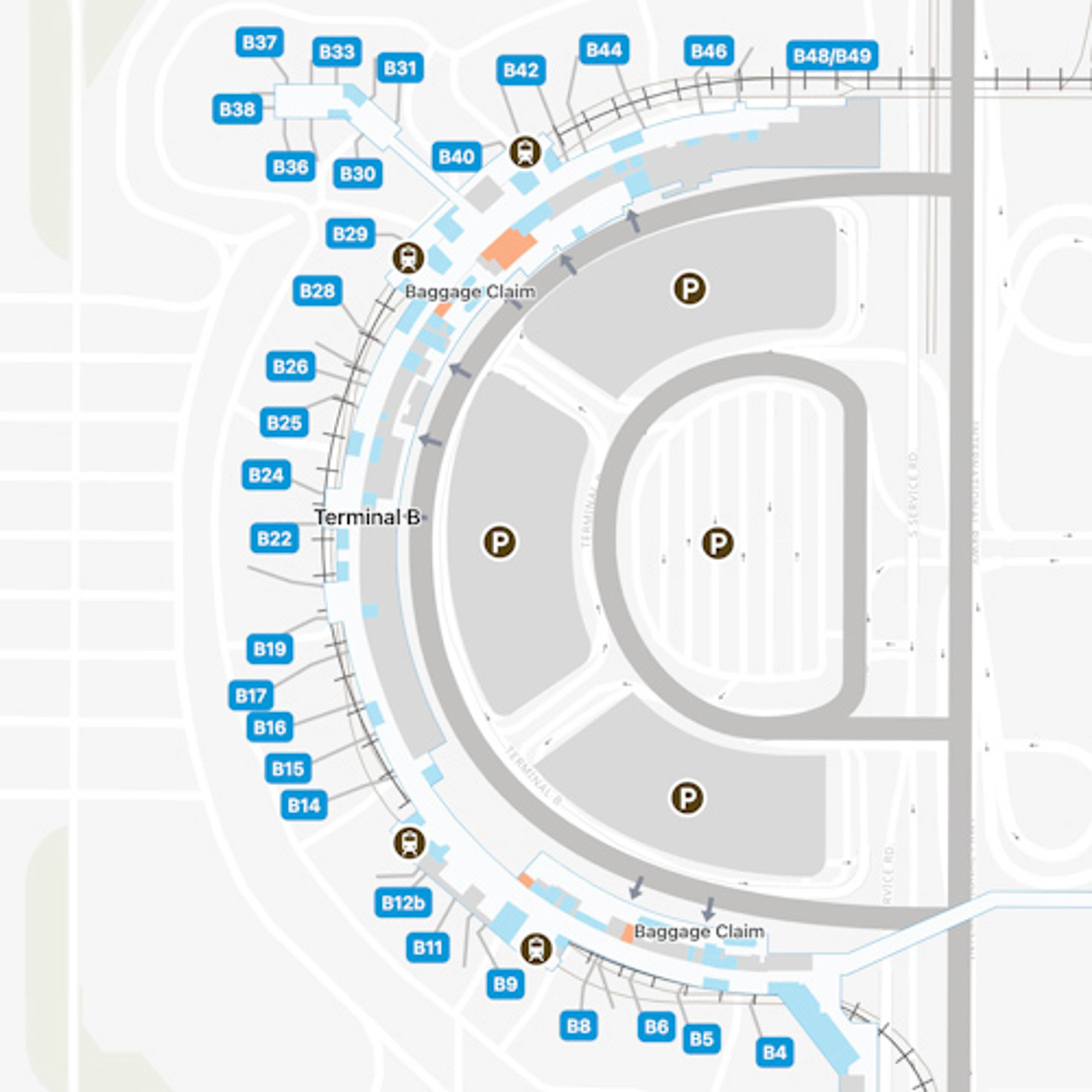 Dallas Fort Worth Airport DFW Terminal B Map