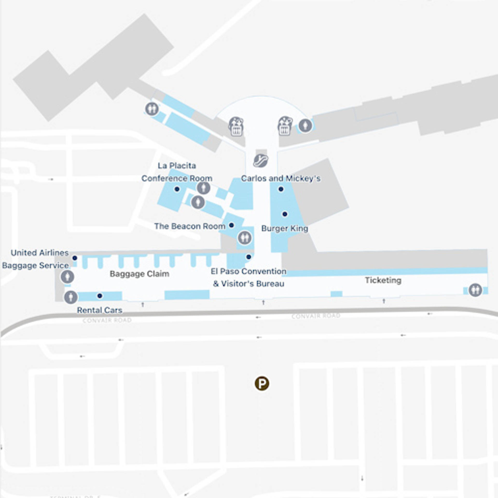 El Paso Airport ELP Main Terminal Map