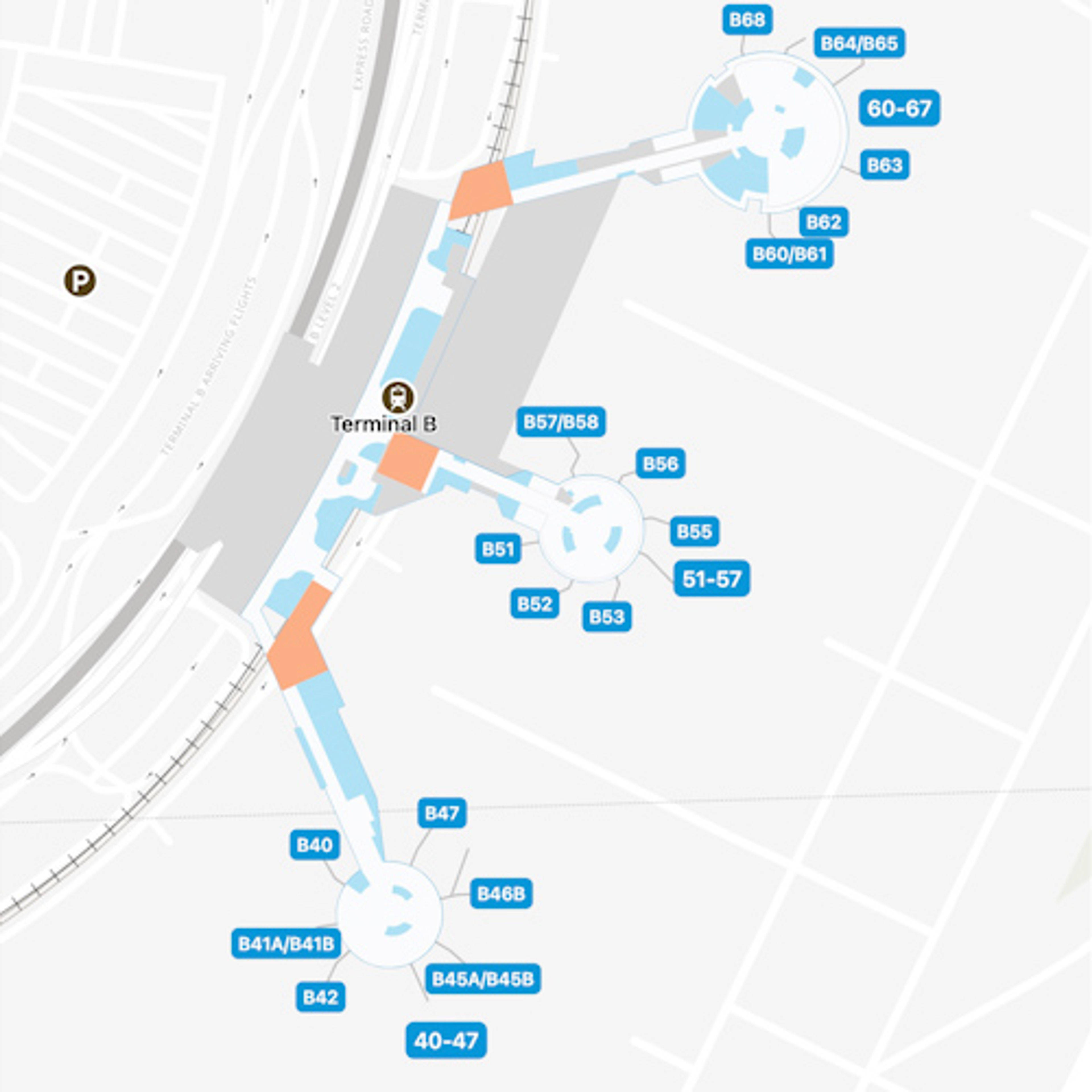 Newark Liberty Airport EWR Terminal B Map