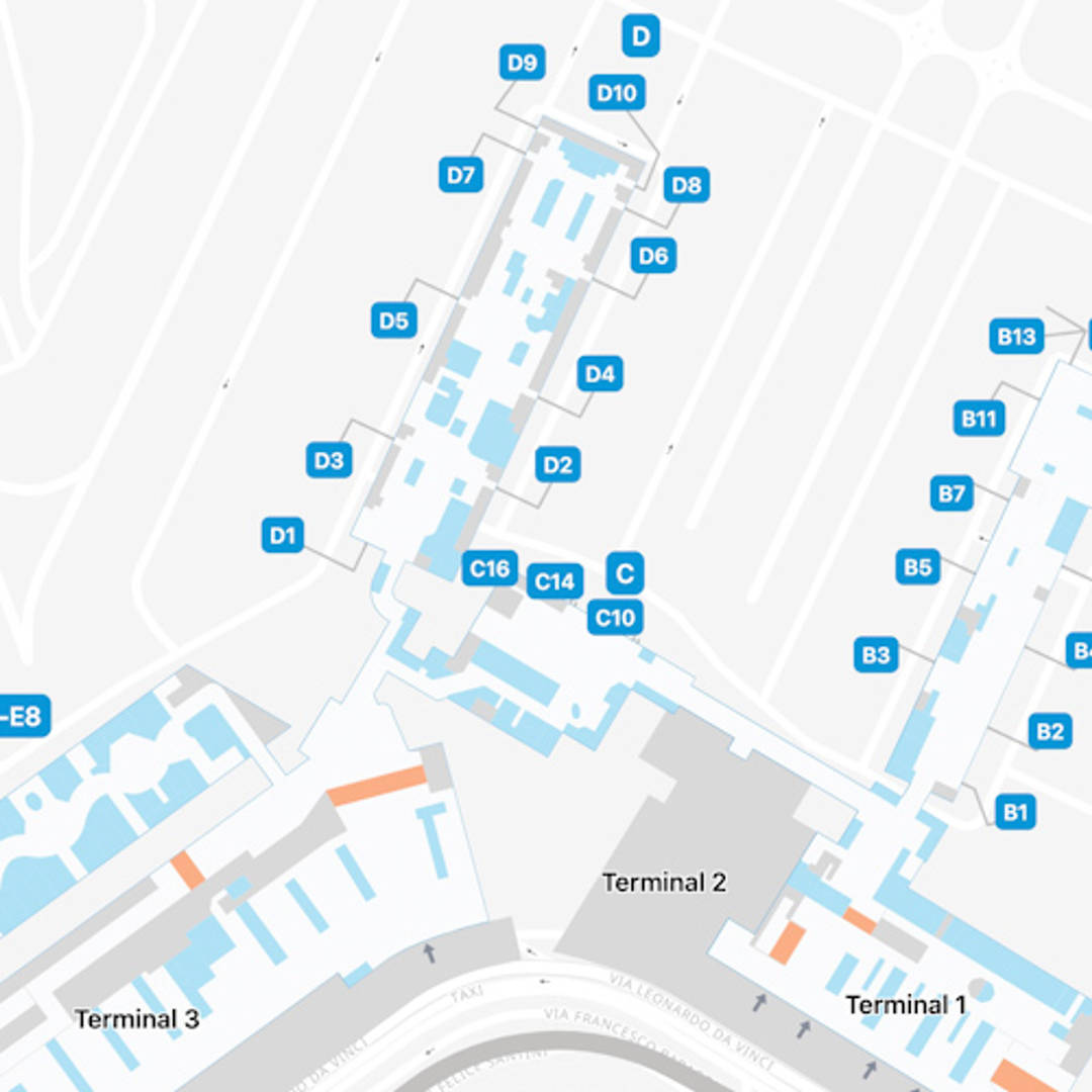 Rome Leonardo Da Vinci Airport Map Fco Terminal Guide