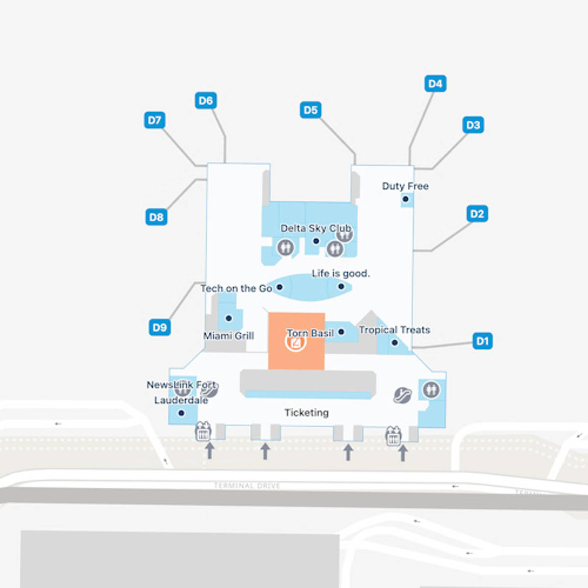 Fort Lauderdale Hollywood Airport Map  FLL Terminal Guide