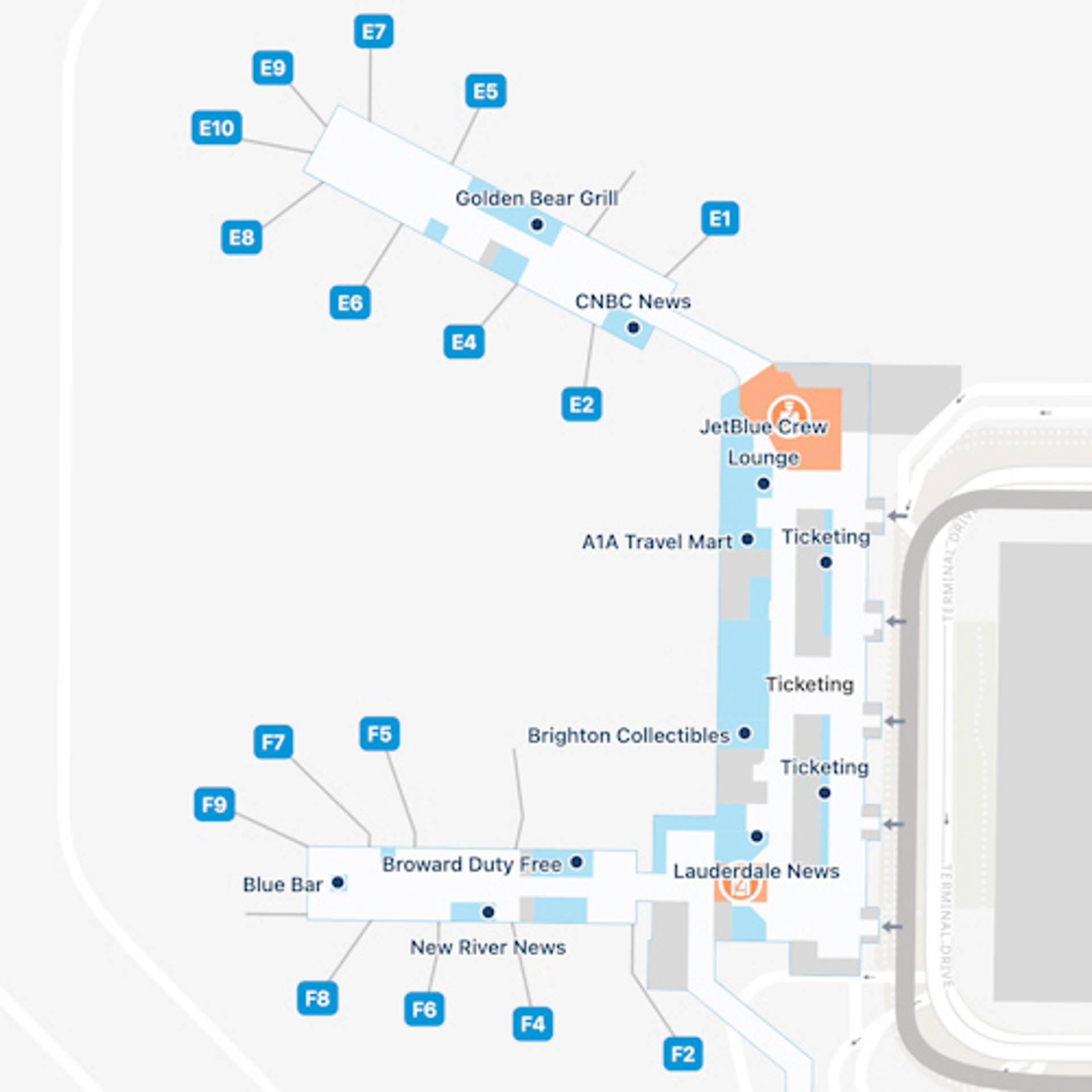 Fort Lauderdale Hollywood Airport Map Fll Terminal Guide