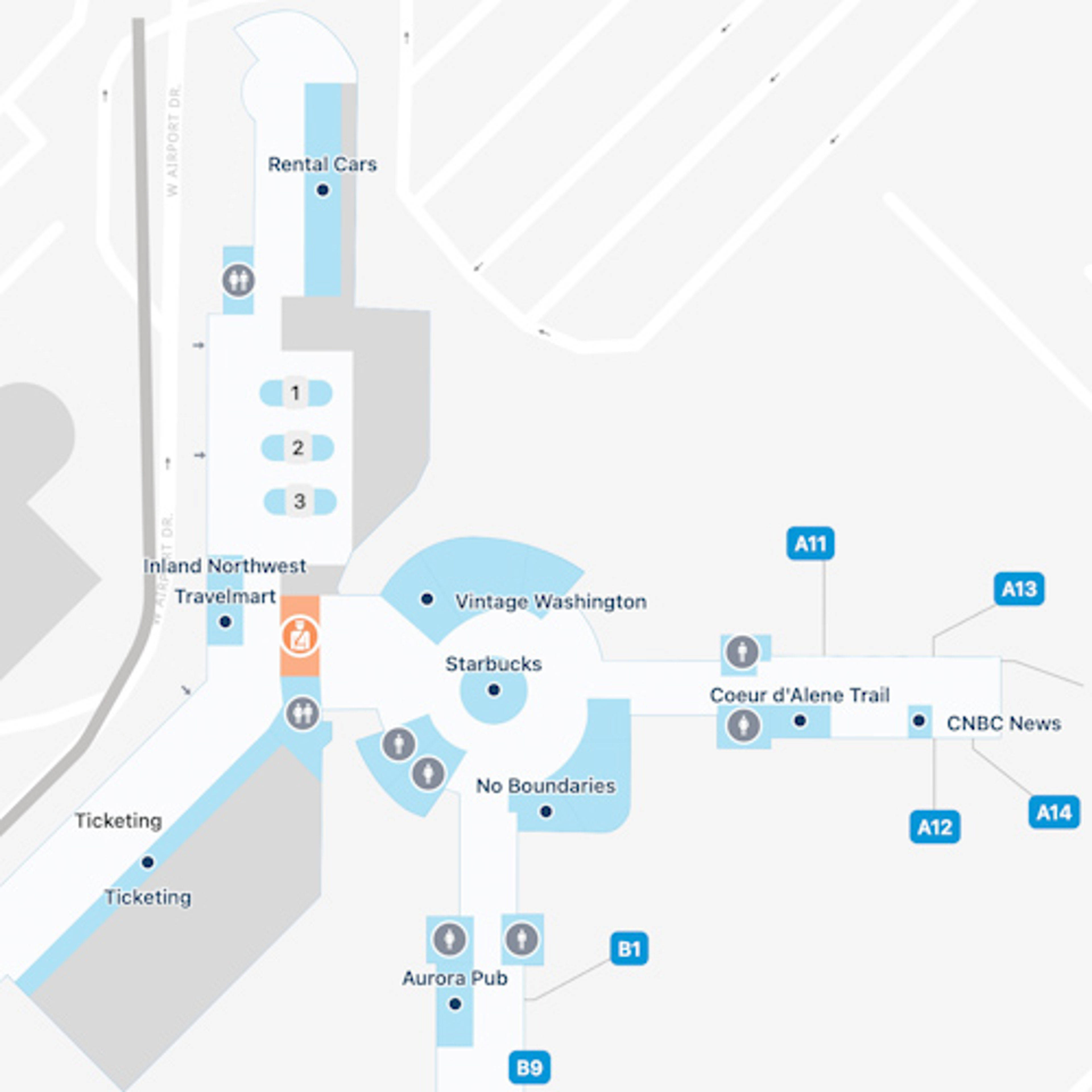 Spokane Airport Concourse A Map