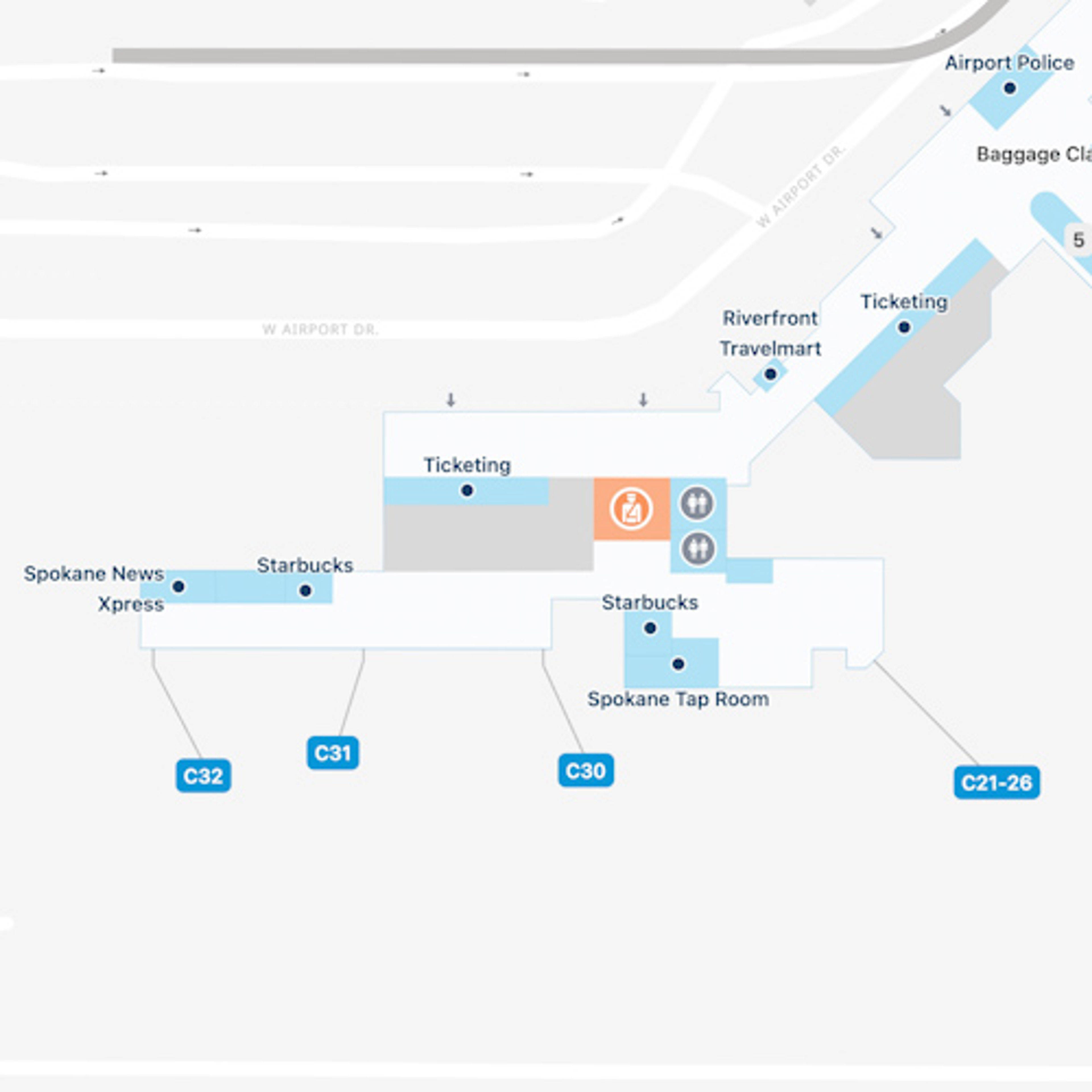 Spokane Airport Concourse C Map