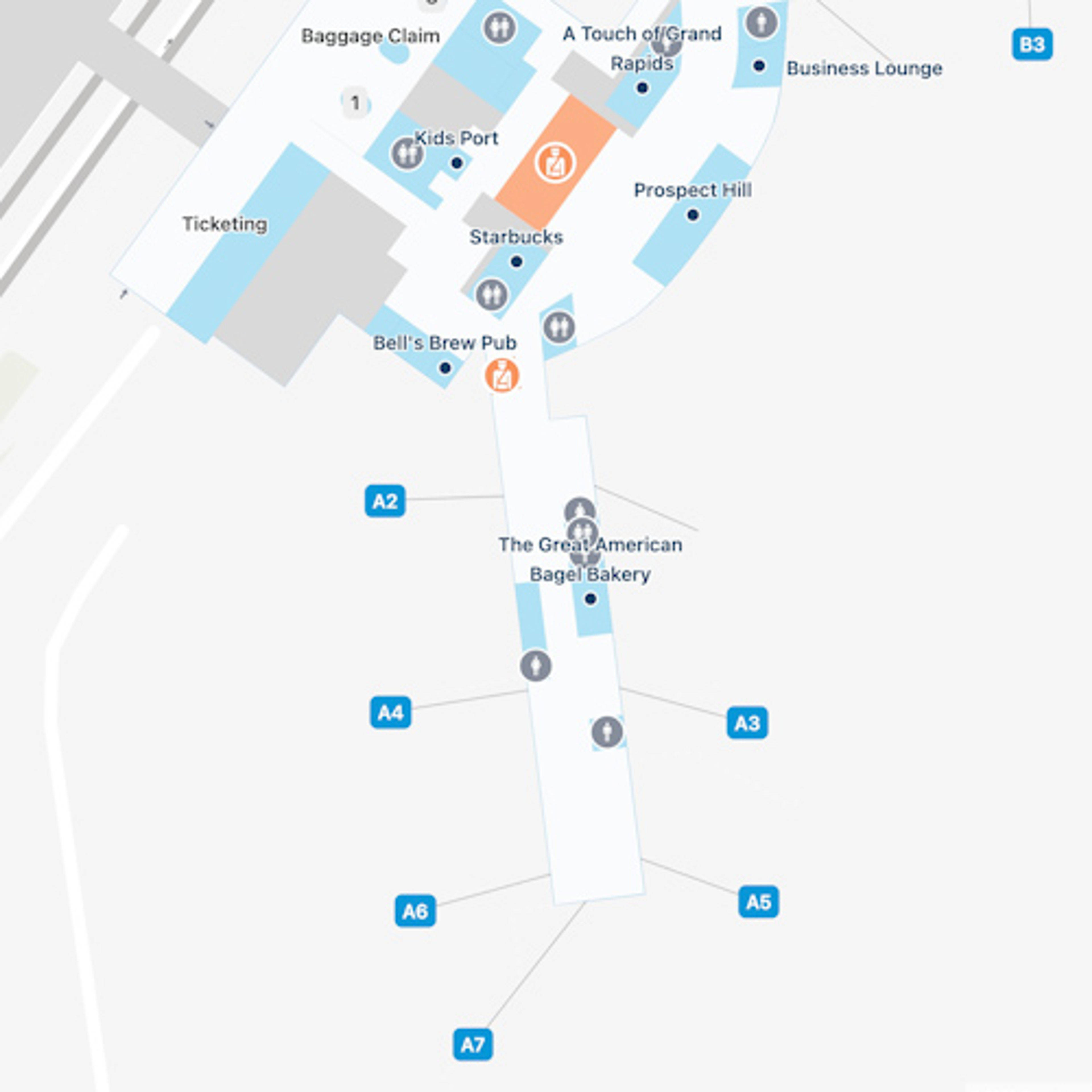 Grand Rapids Airport Concourse A Map