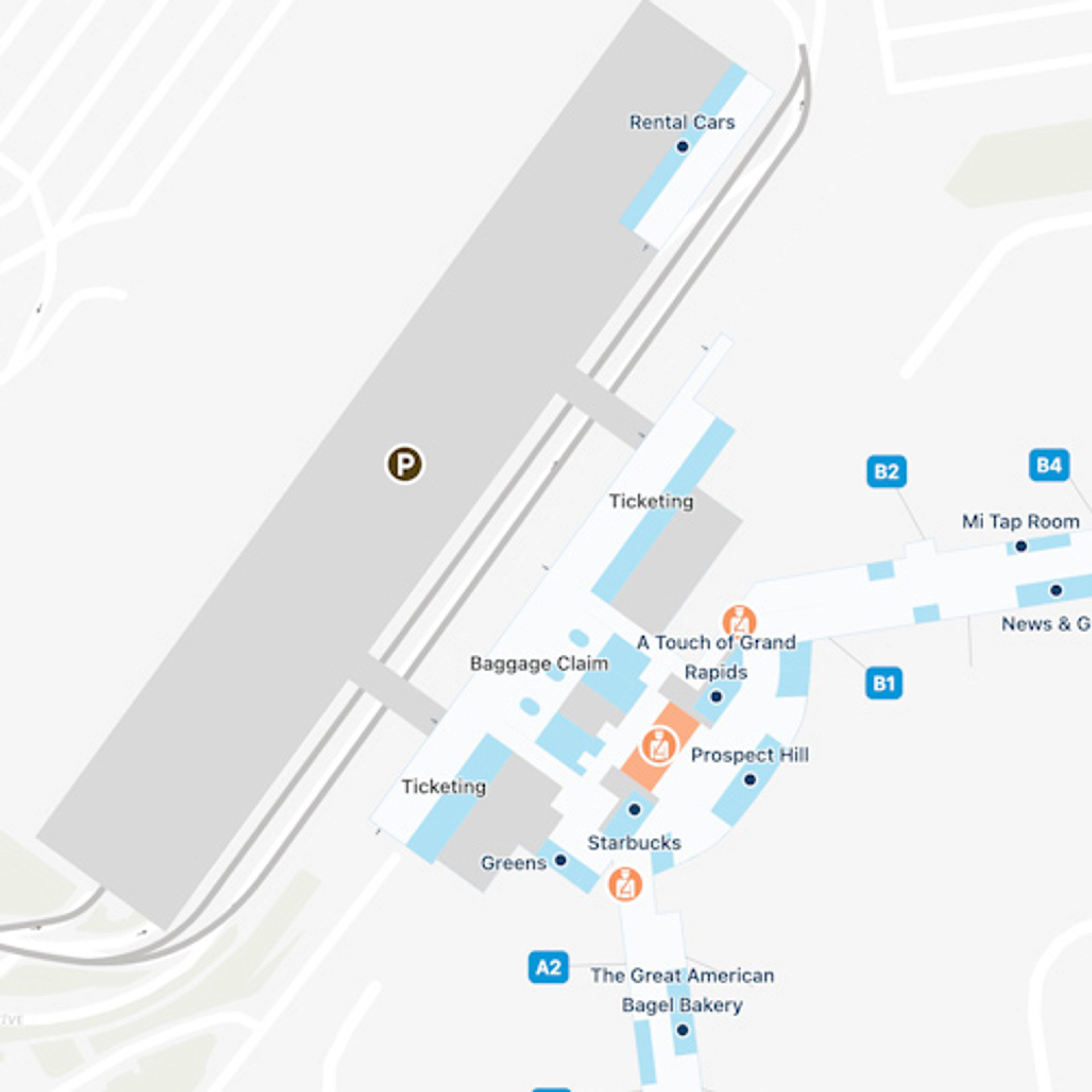 Grand Rapids Airport Main Terminal Map