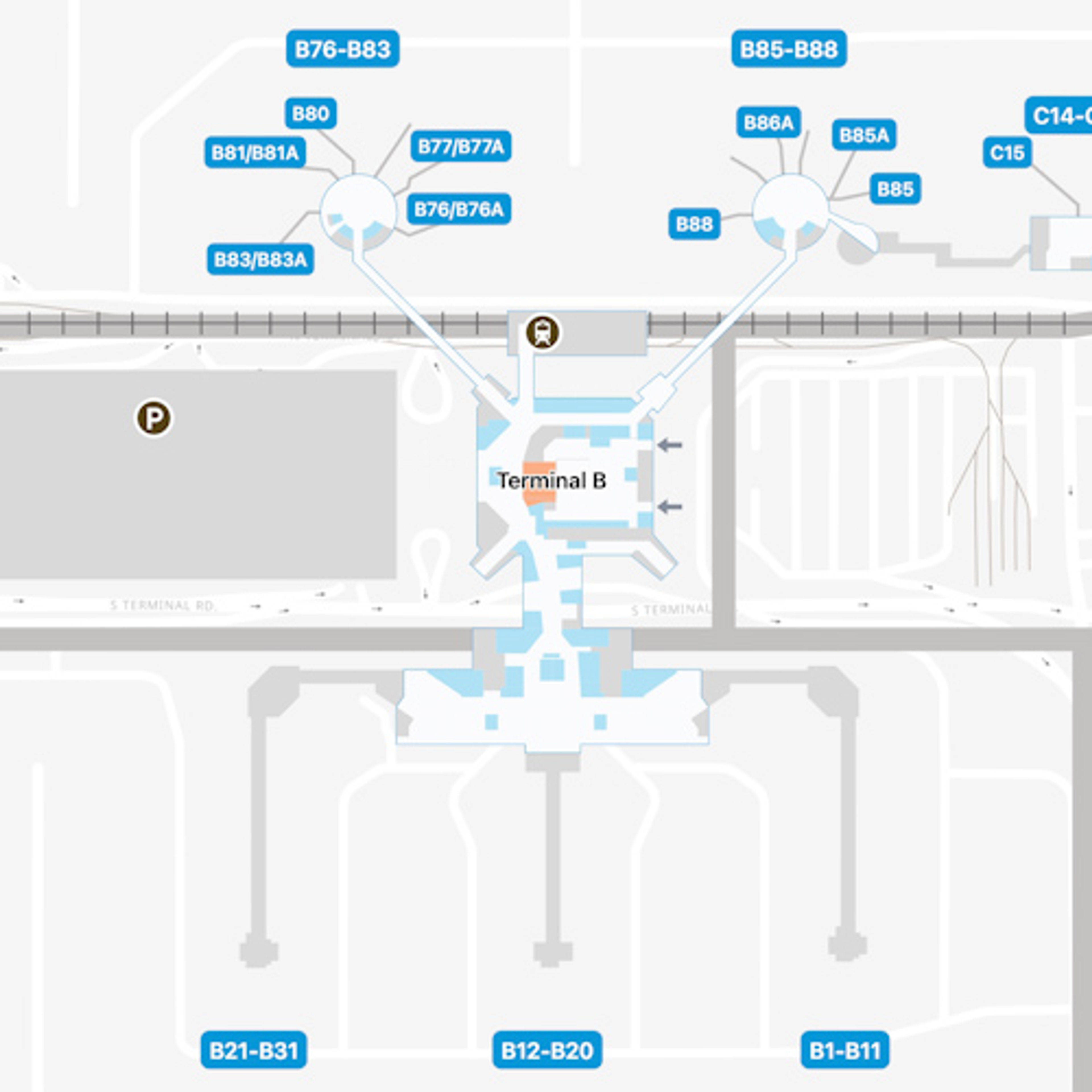 Houston Intercontinental Airport IAH Terminal B Map