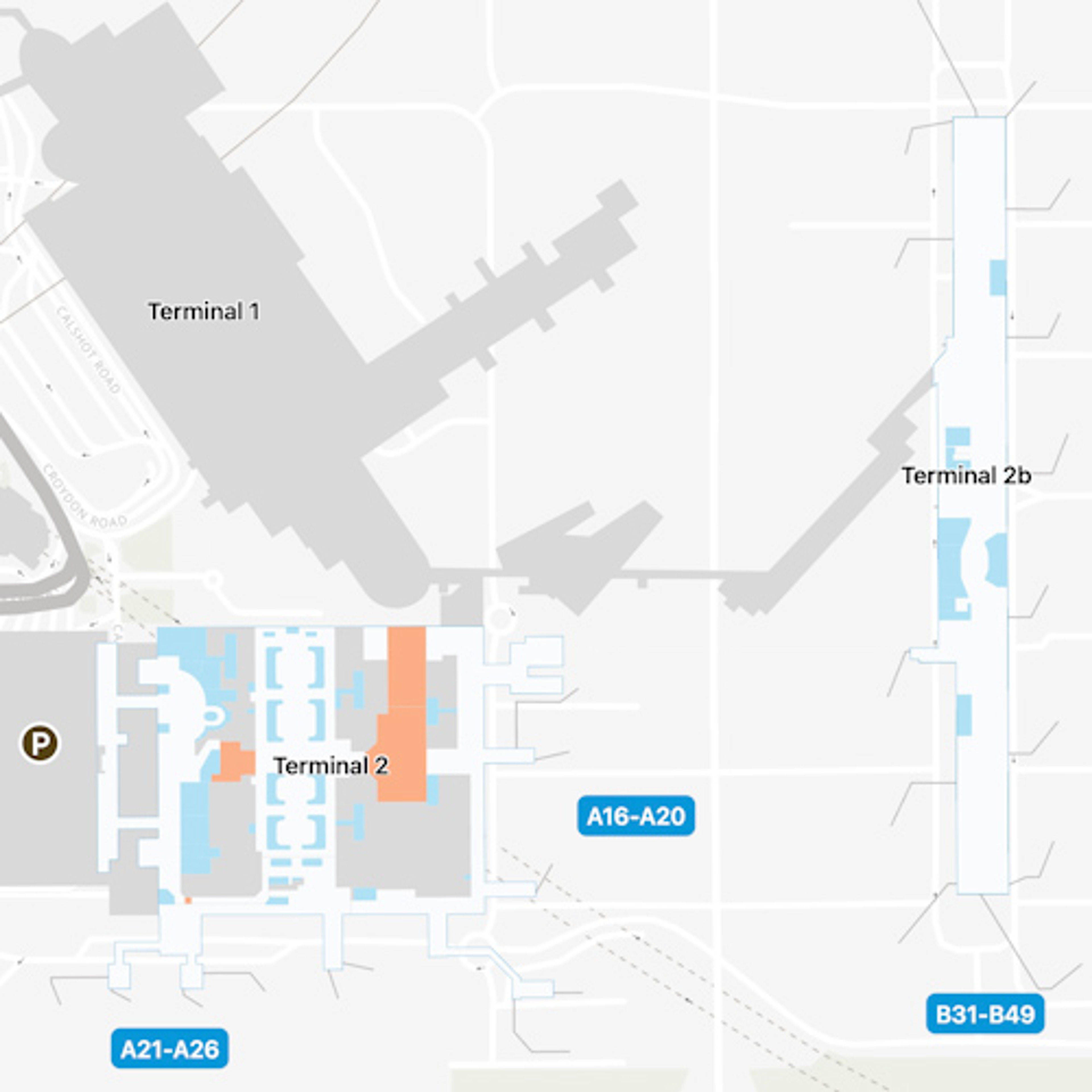 Harlington, Hayes, Middlesex Airport Terminal 2 Map