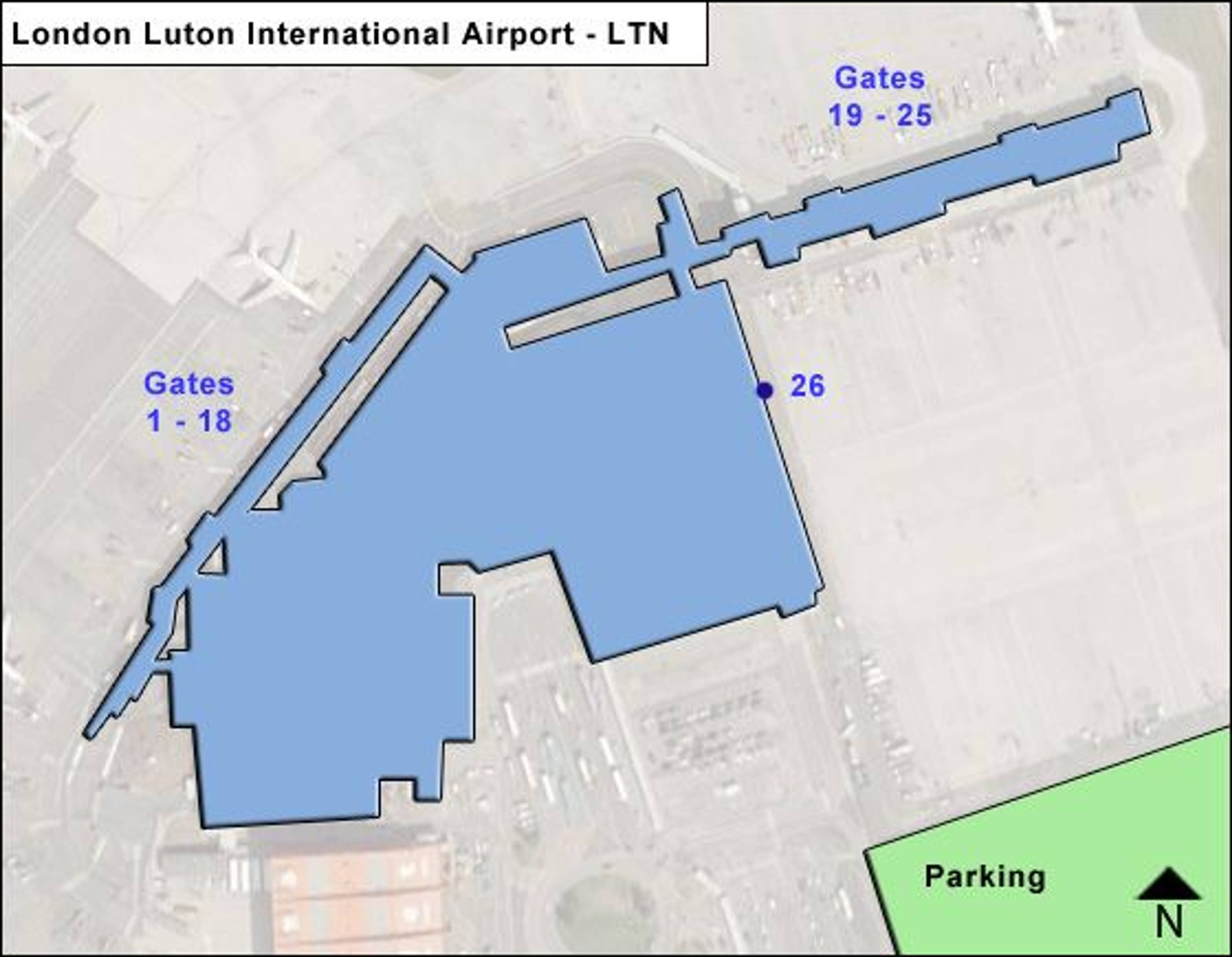 Luton, Bedfordshire Airport Overview Map