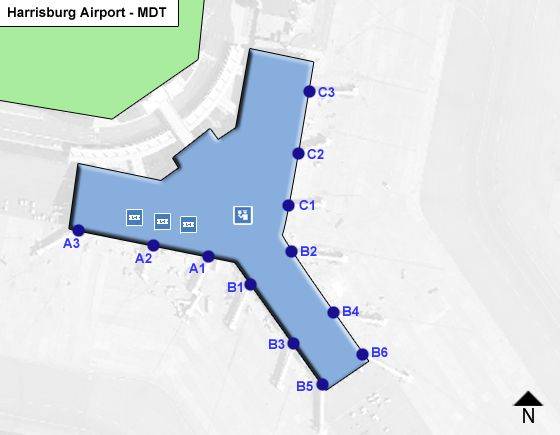 Harrisburg Airport Map MDT Terminal Guide   Harrisburg Airport MDT Terminal Map 