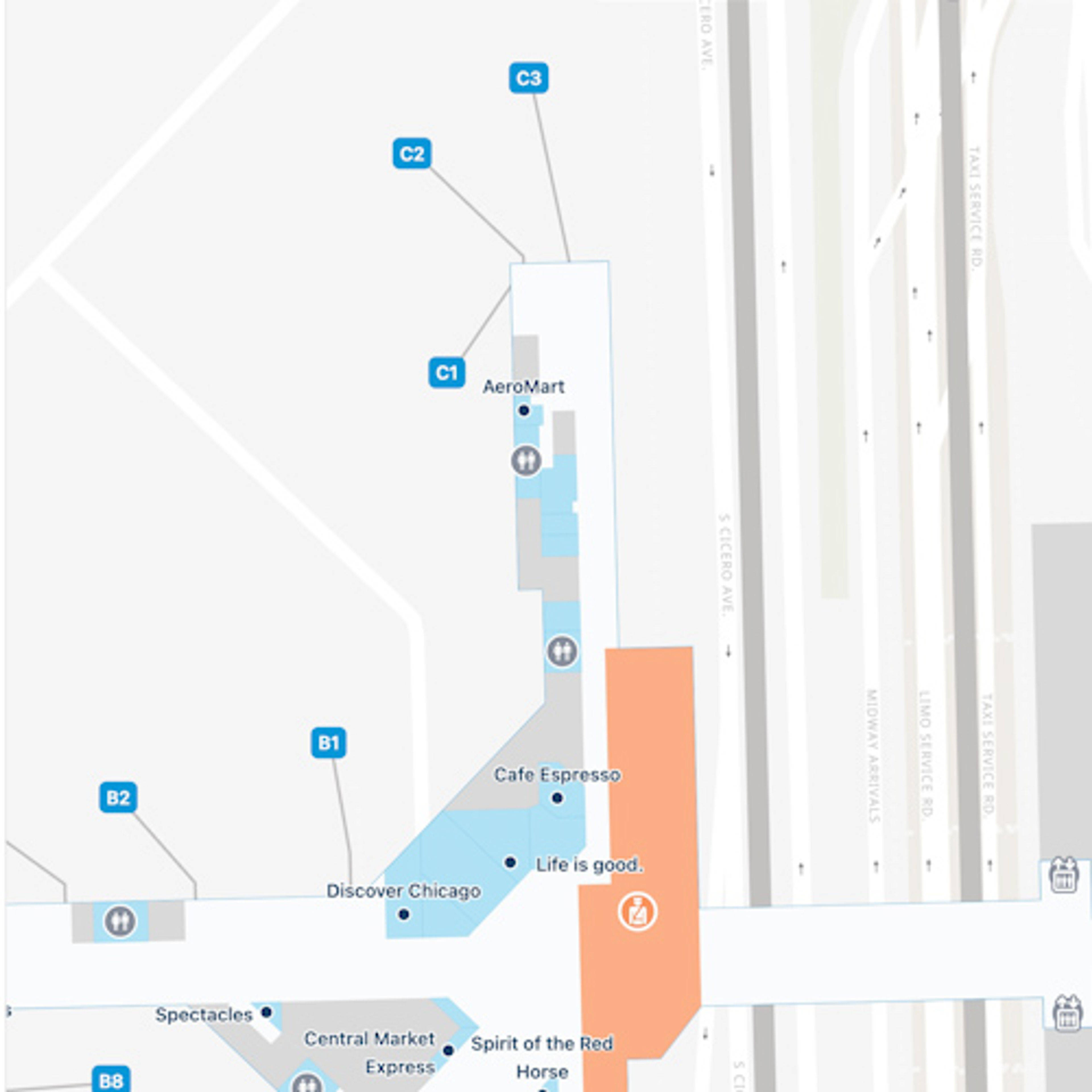 Chicago Midway Airport MDW Concourse A Map   Chicago Midway MDW Concourse C 