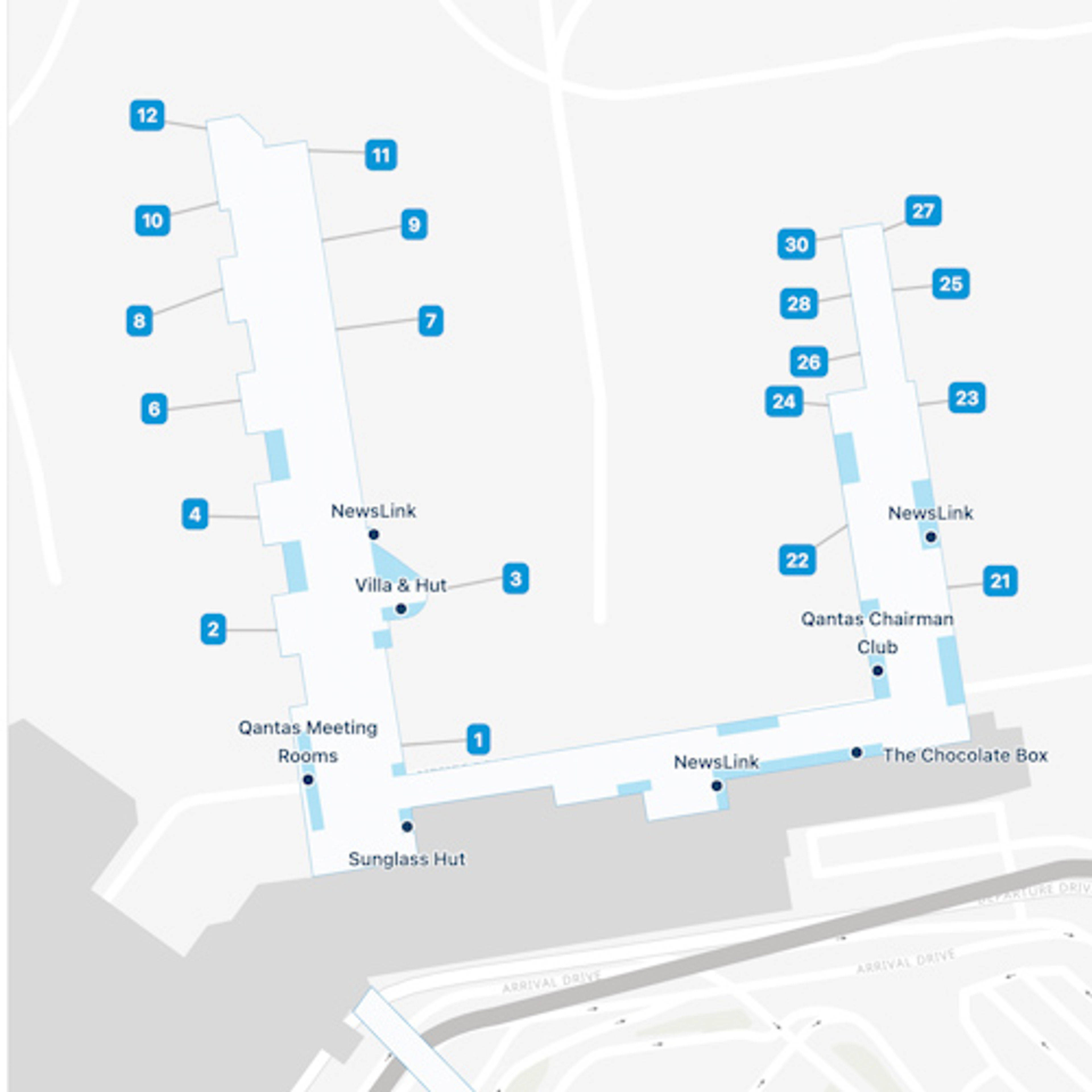 Tullamarine, VIC Airport Terminal 1 Map