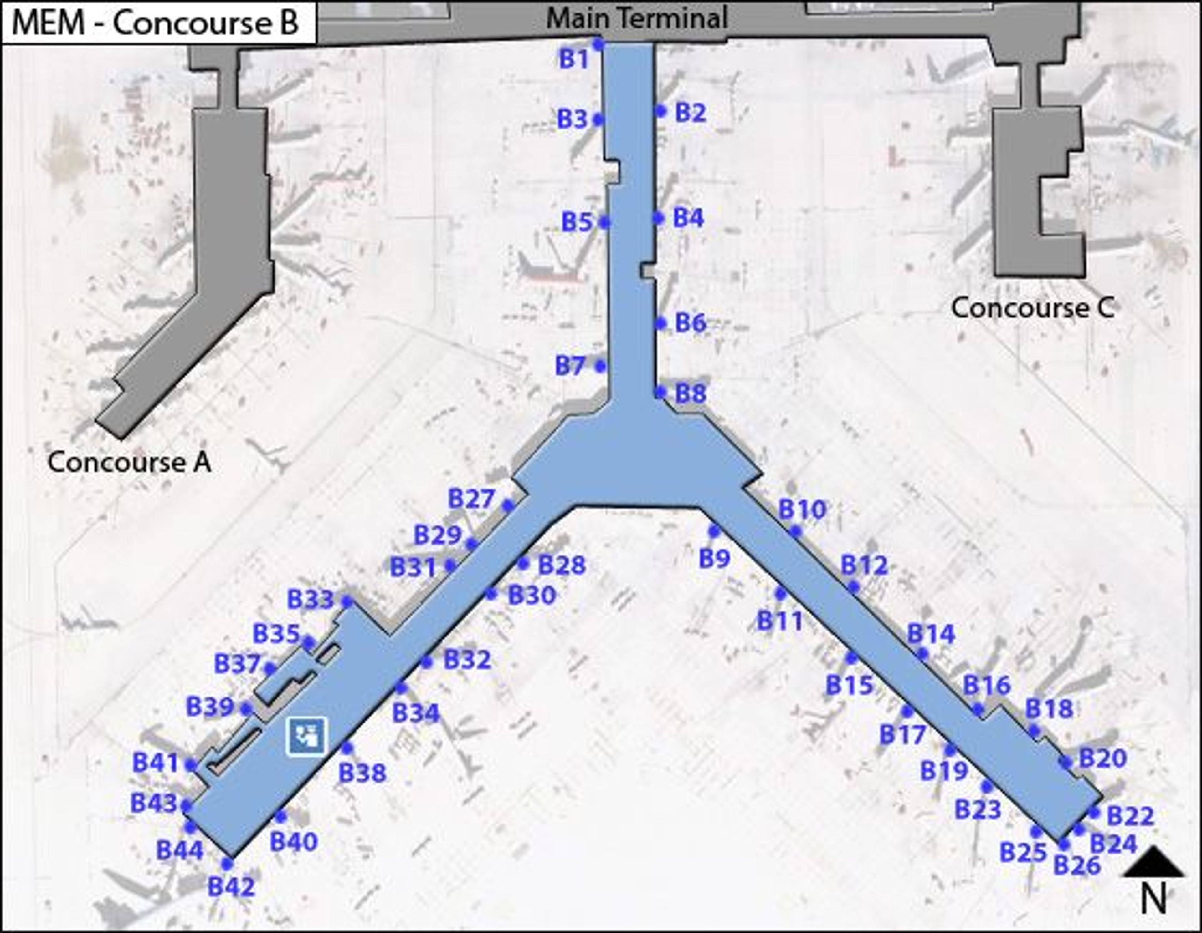 Memphis Airport Map MEM Terminal Guide   Memphis MEM ConcourseB 