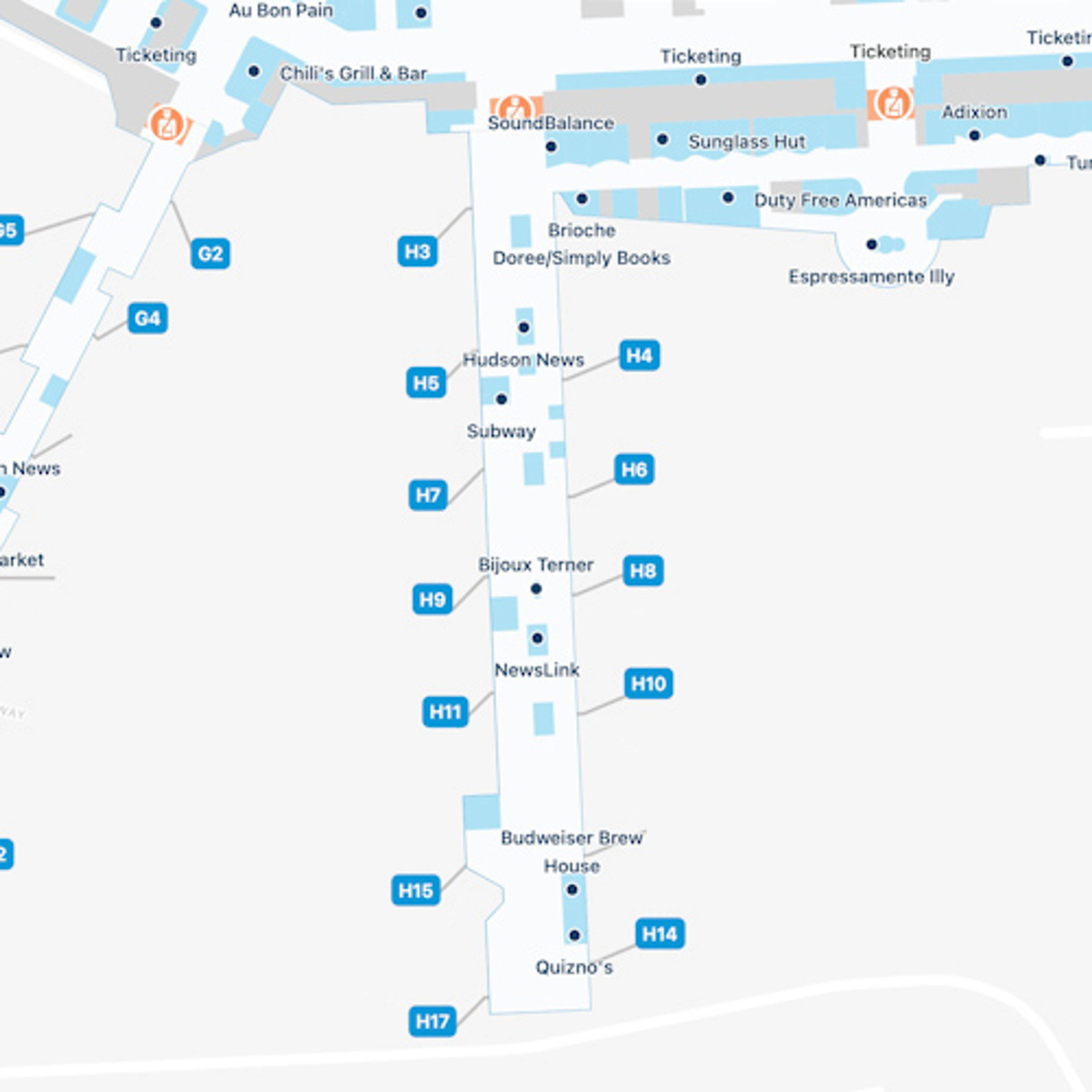 Miami Airport Map MIA Terminal Guide   Miami MIA Concourse H 