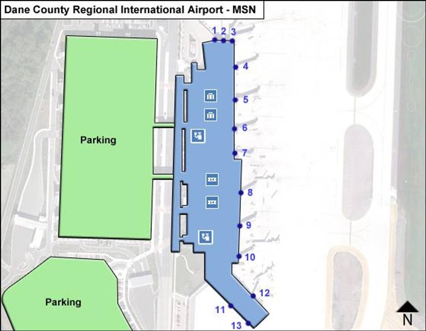 Madison Dane County Airport MSN Main Terminal Map