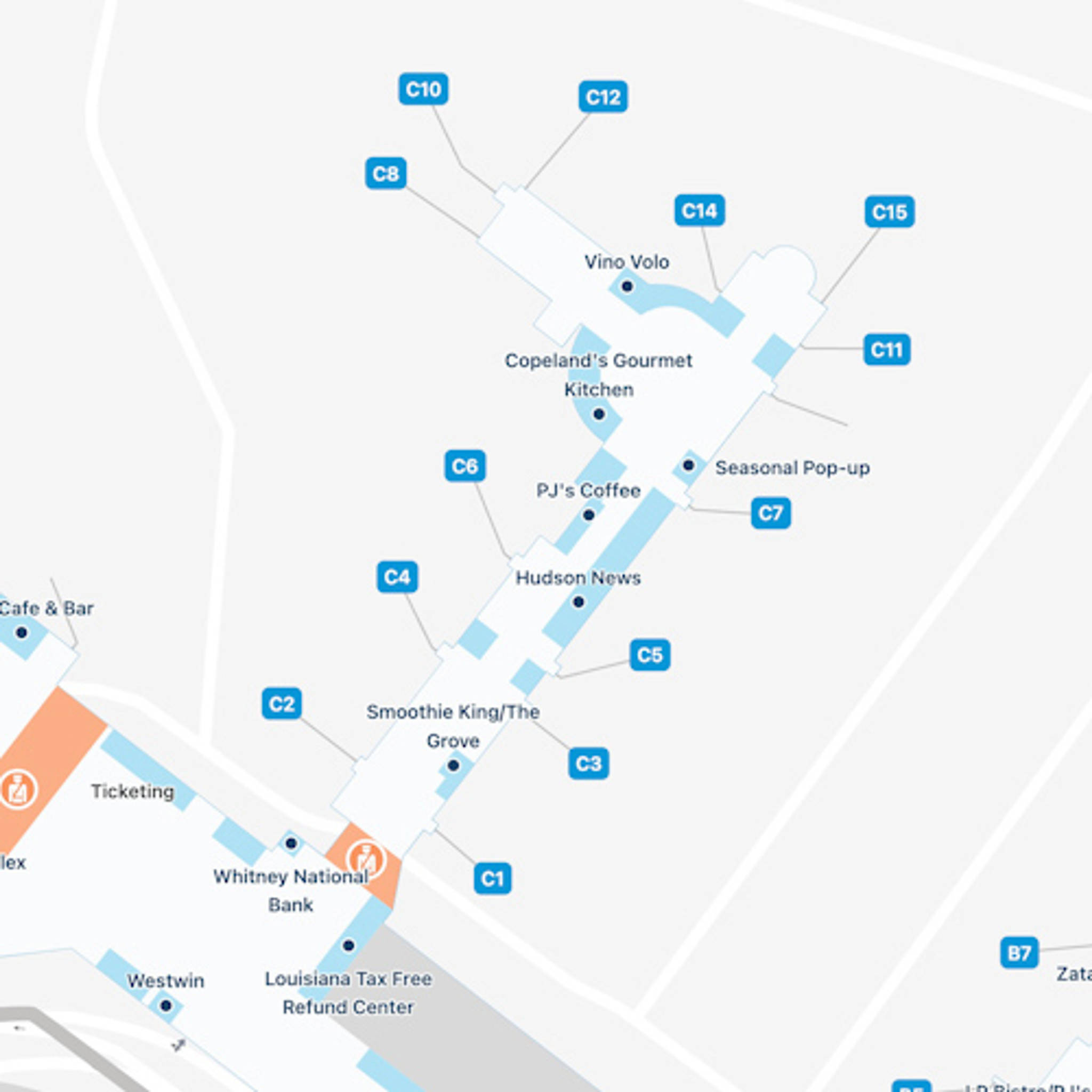 New Orleans Louis Armstrong Airport Map | MSY Terminal Guide