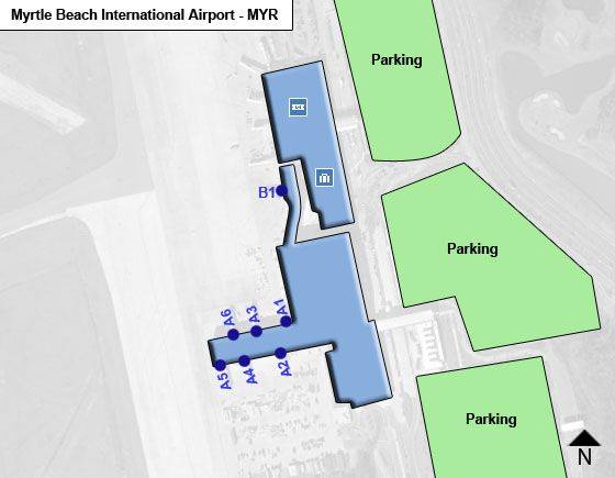 Myrtle Beach Airport Map MYR Terminal Guide   Myrtle Beach Airport MYR Terminal Map 