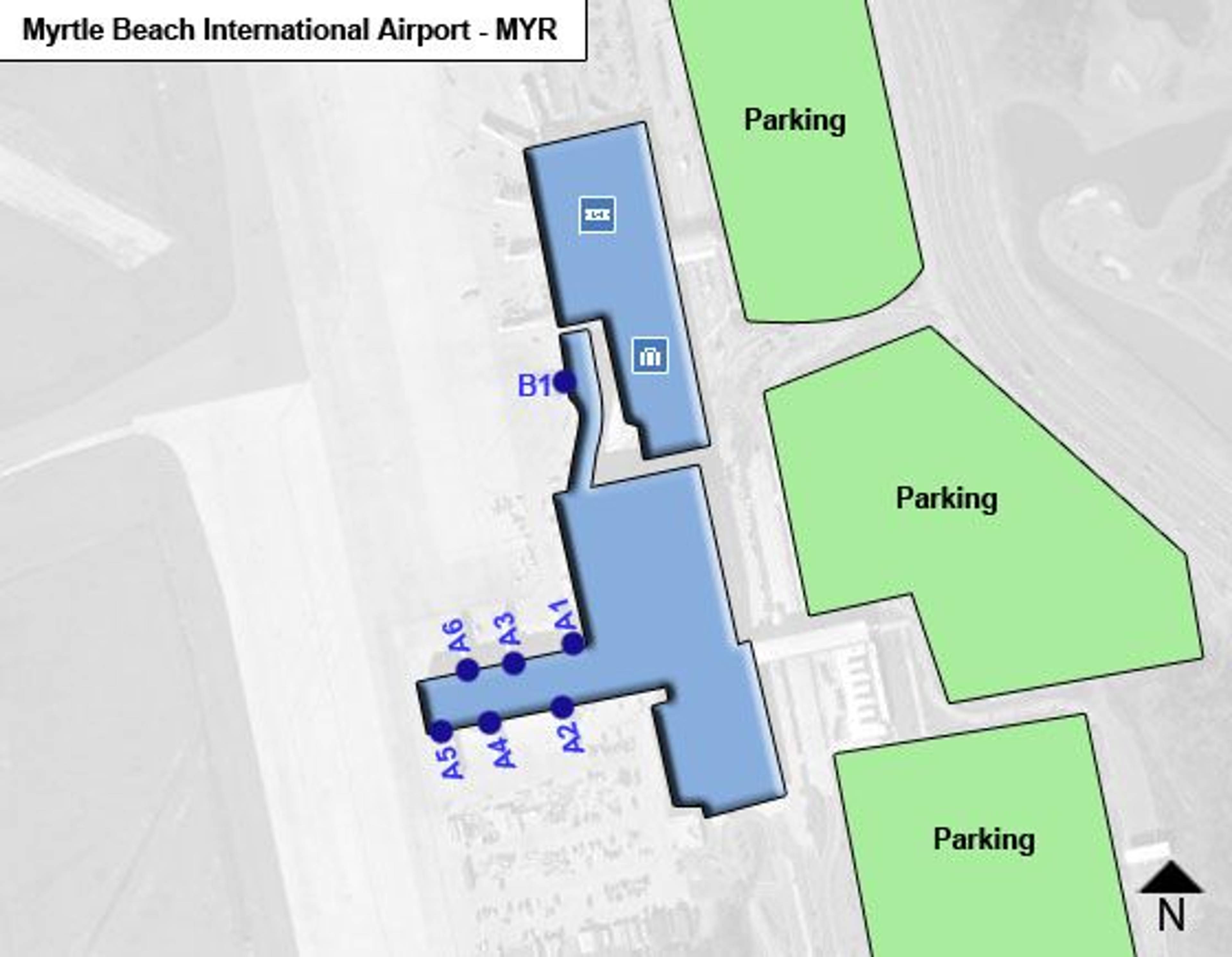 Myrtle Beach Airport Map  MYR Terminal Guide