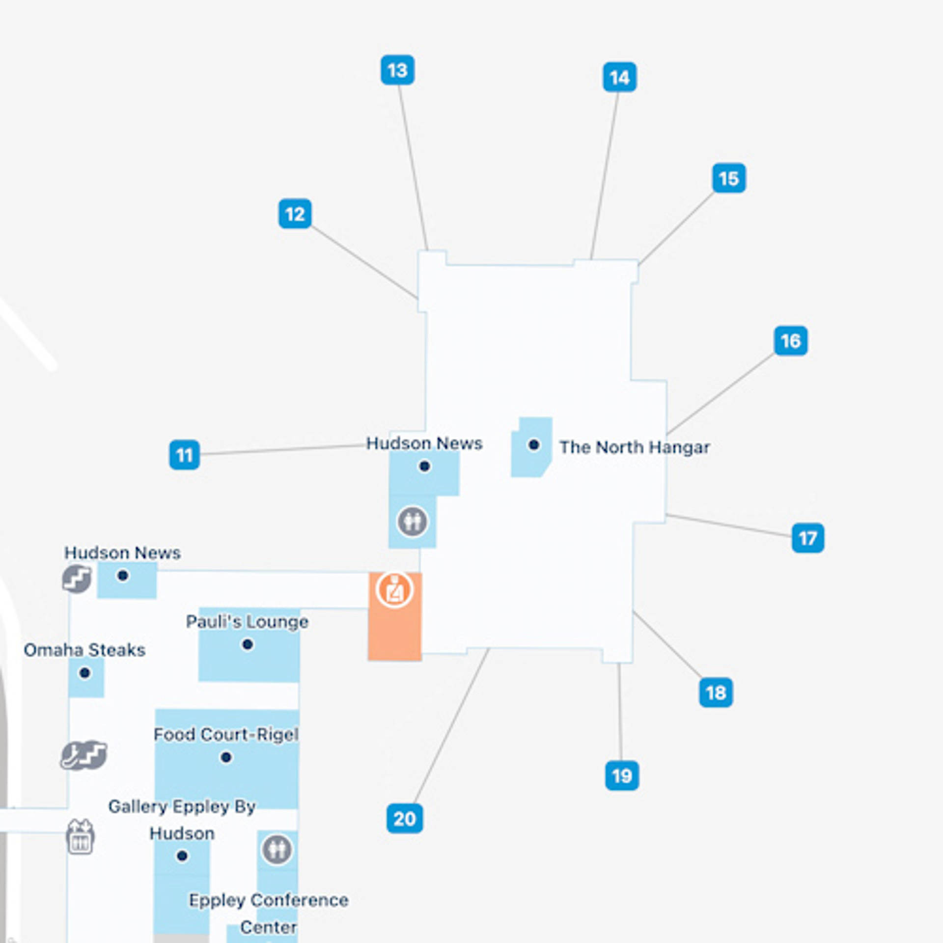 Omaha Eppley Airfield Airport OMA Main Terminal Map