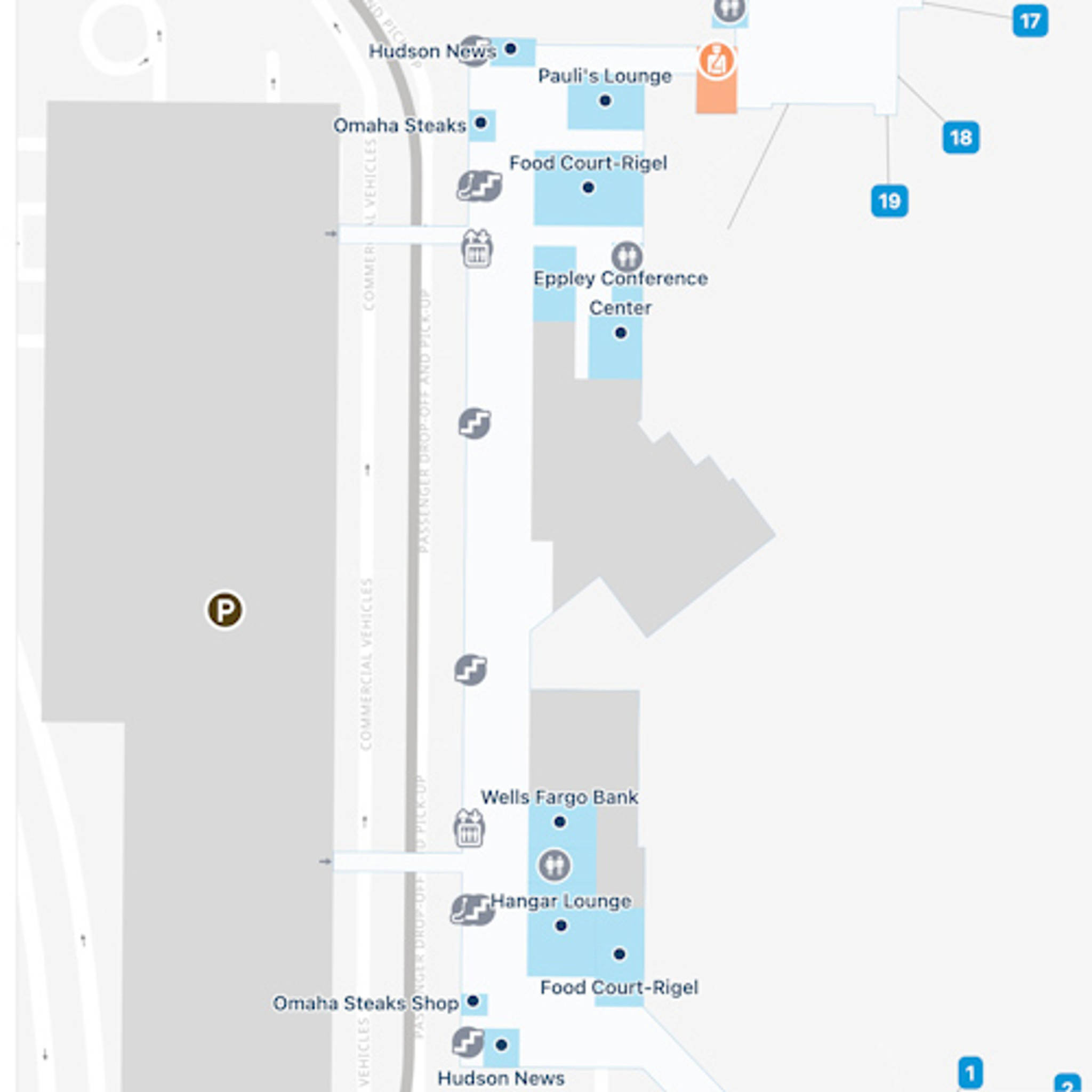 Omaha Eppley Airfield Airport OMA Main Terminal Map