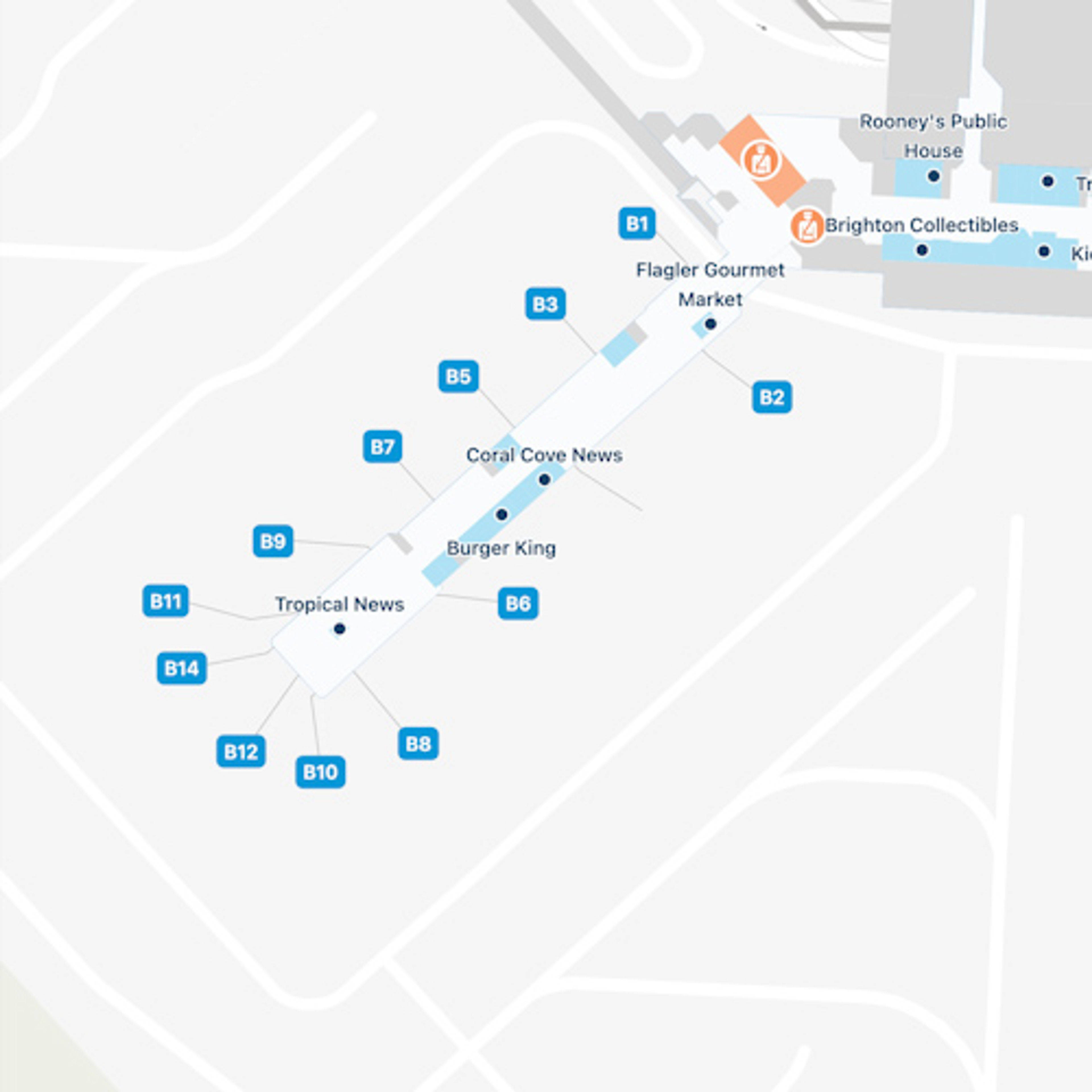 West Palm Beach Airport Concourse B Map