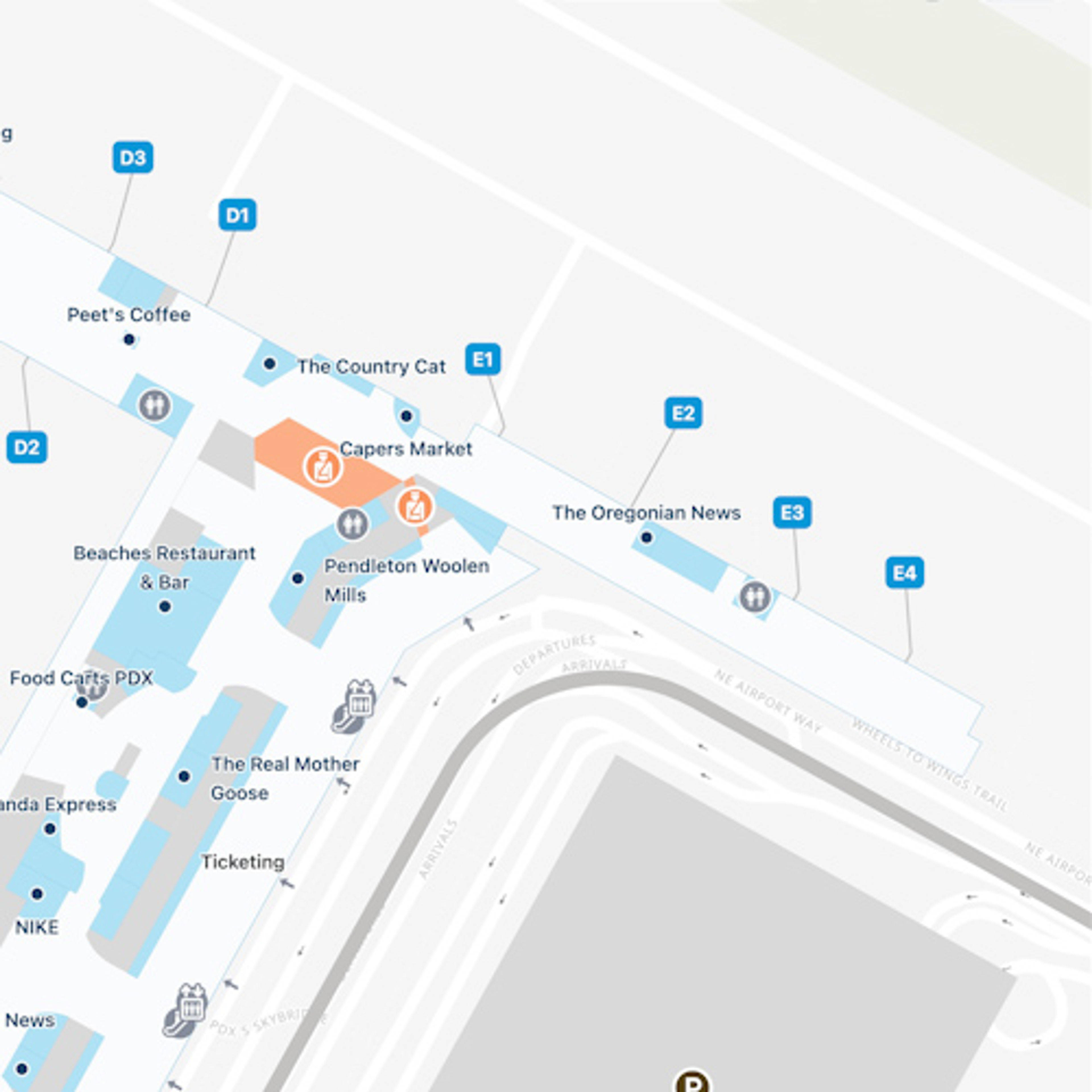 Portland Airport Map PDX Terminal Guide   Portland PDX Concourse E 