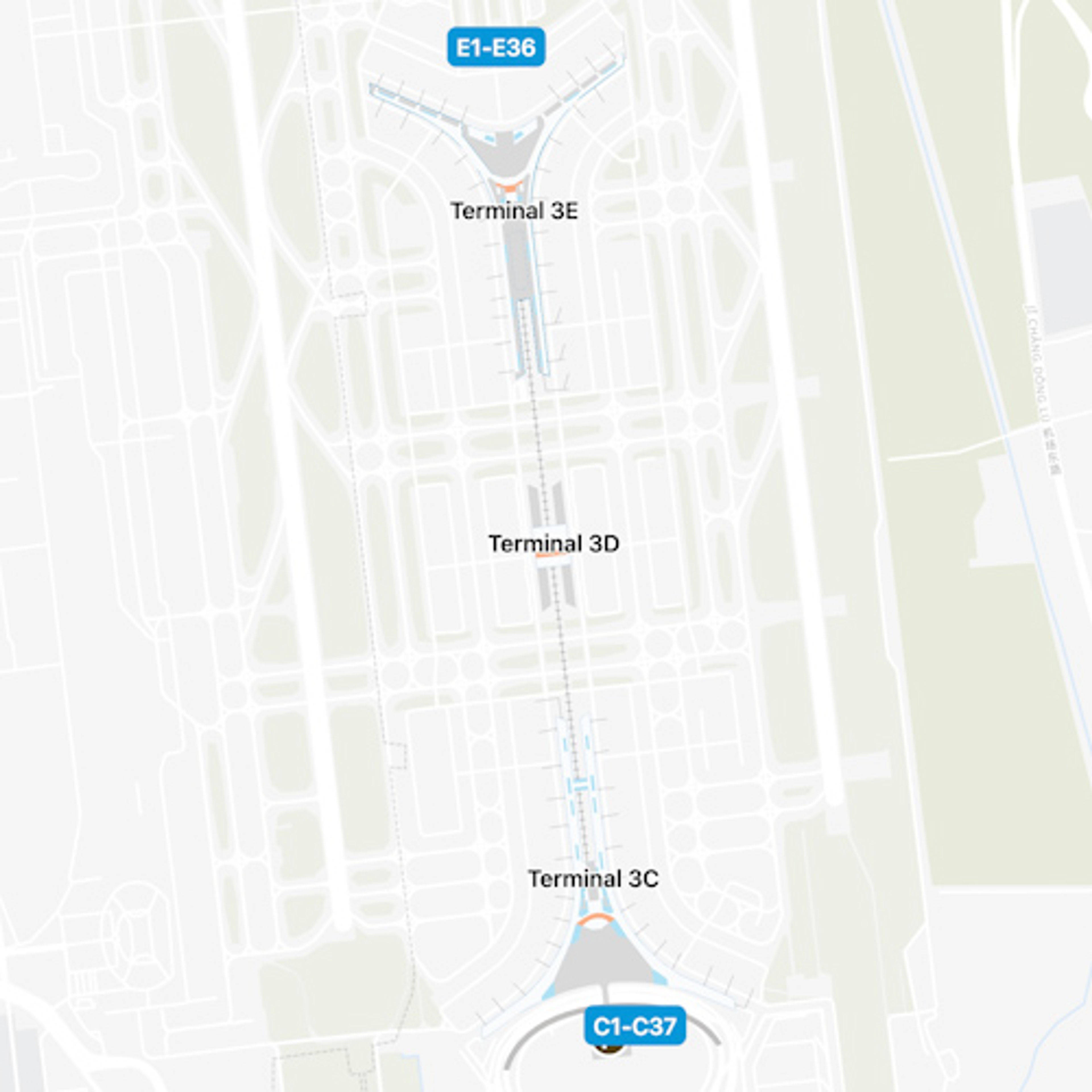 Beijing, Chaoyang District Airport Terminal 3 Map