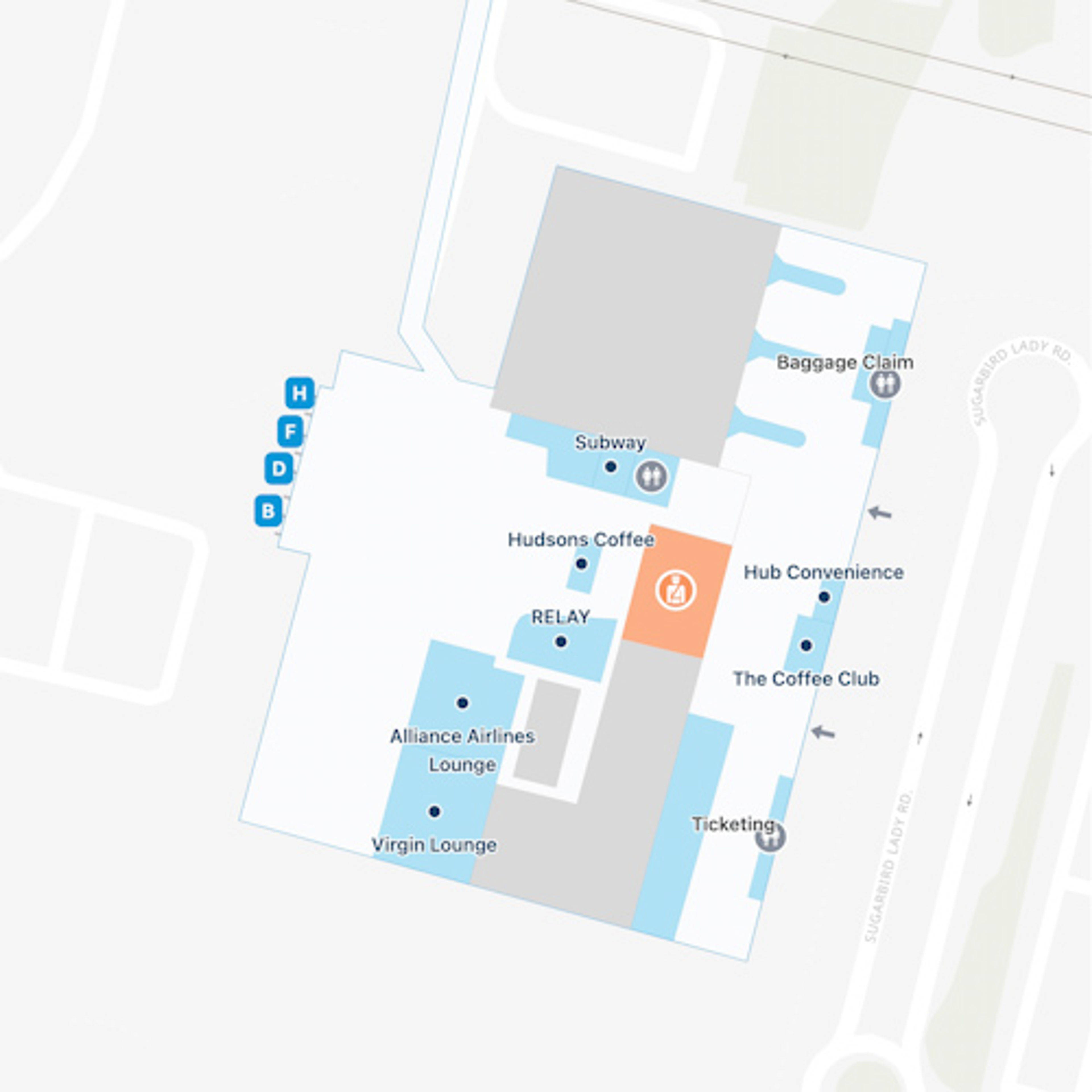 Perth, WA Airport Terminal 2 Map