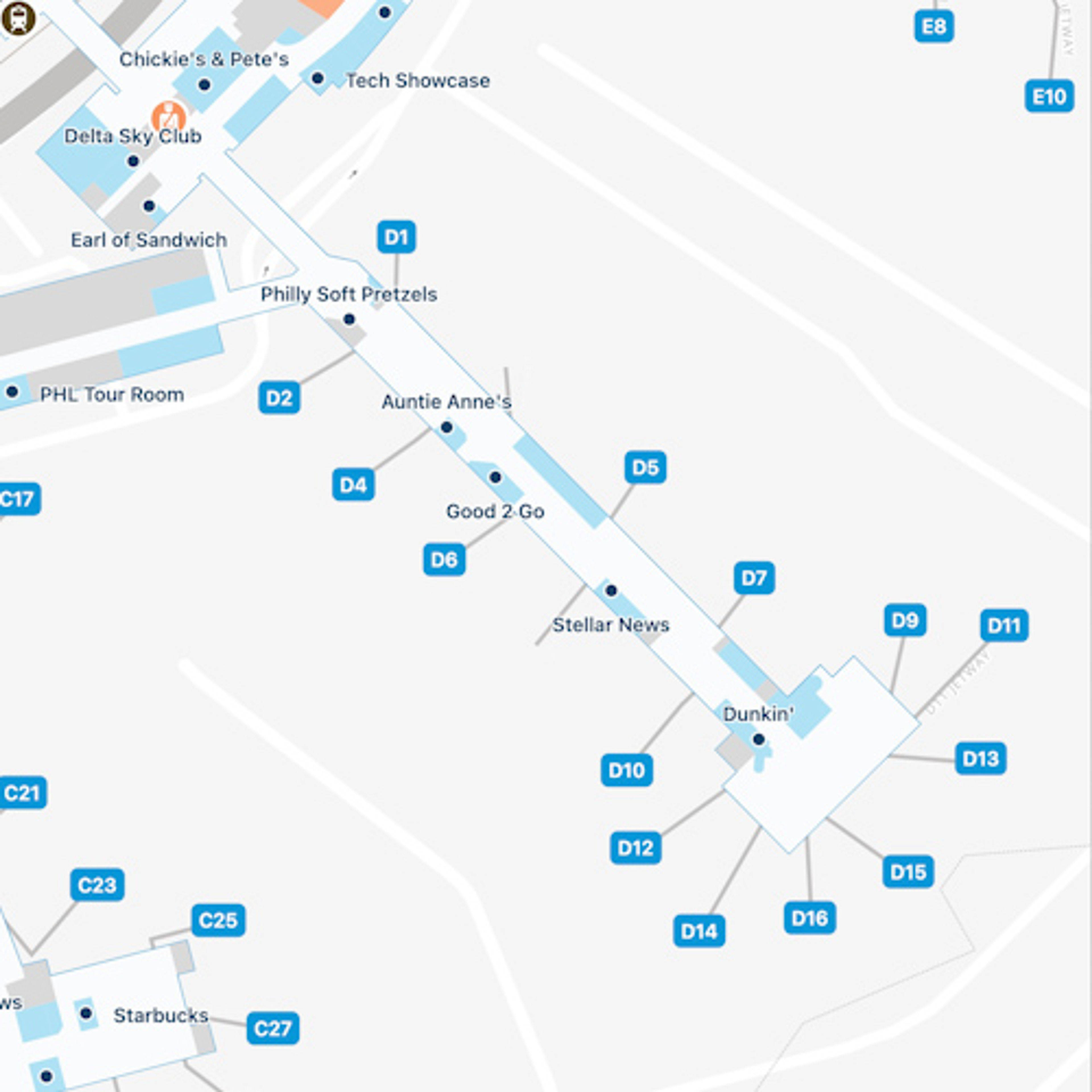 Philadelphia Airport Phl Terminal B Map