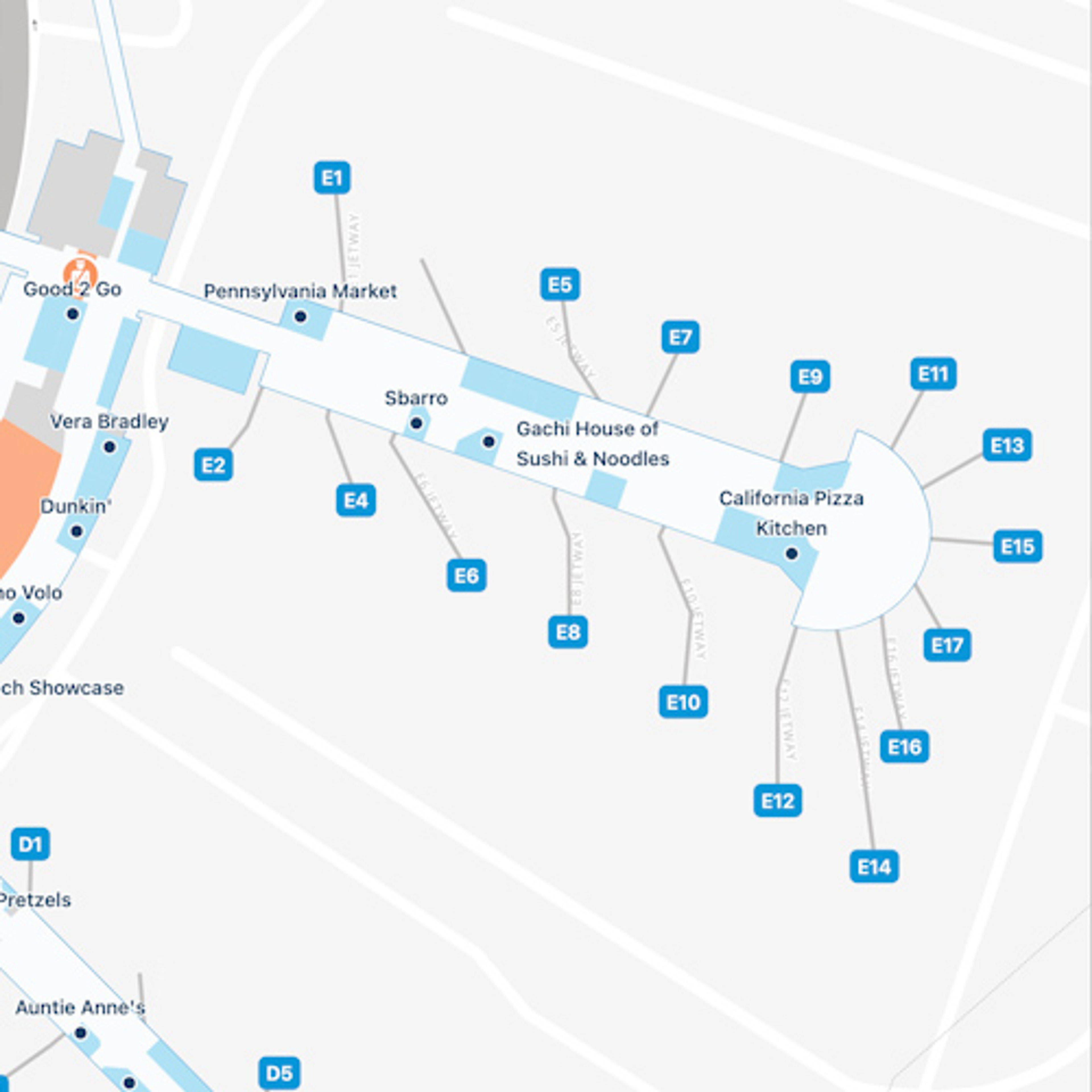 Philadelphia Airport PHL Terminal B Map