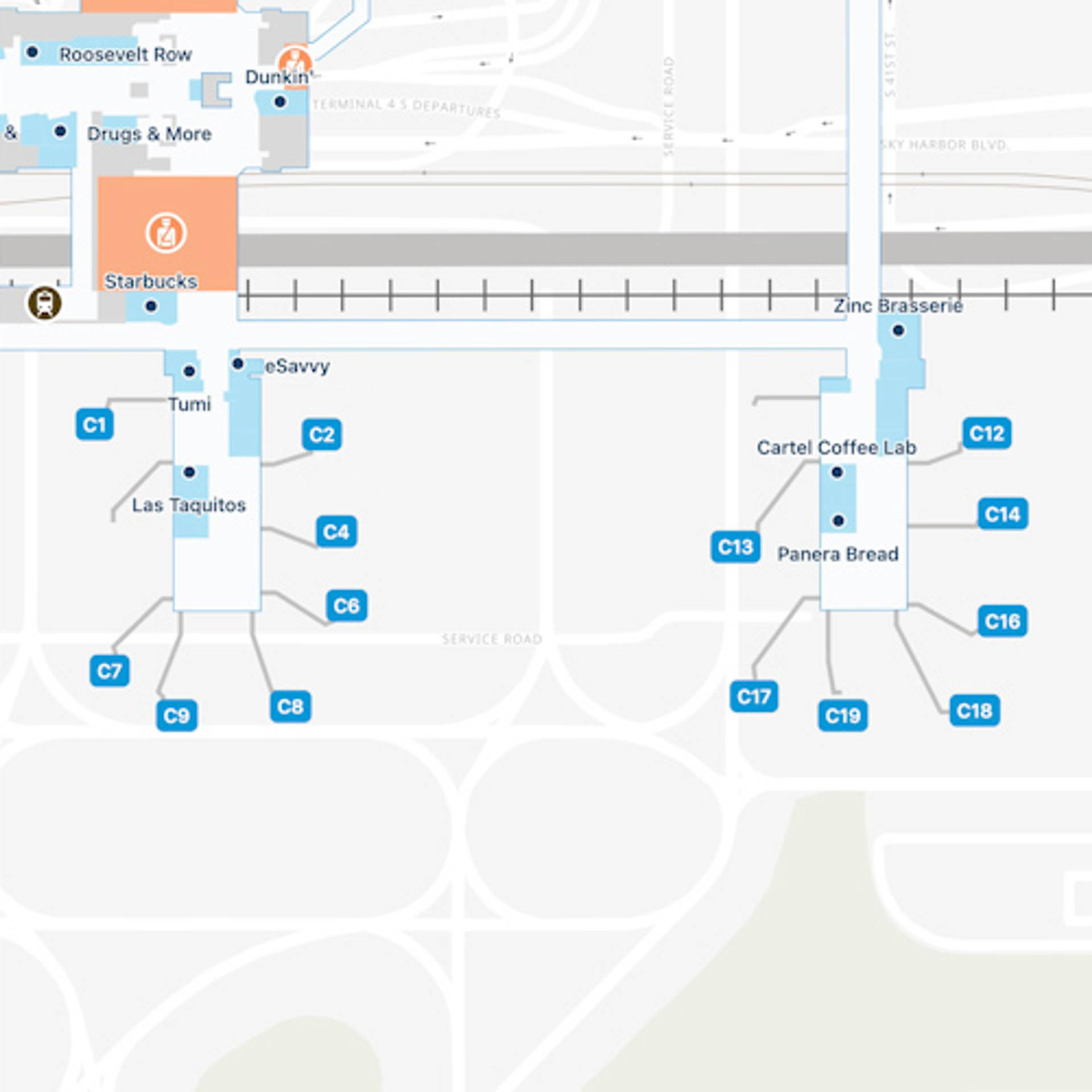 Phoenix Sky Harbor Airport Phx Terminal 4 Map