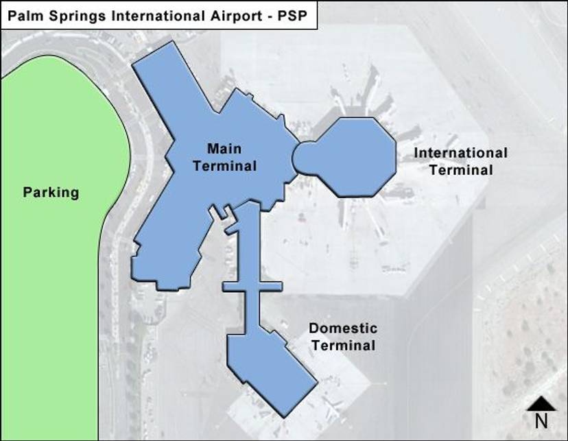 Palm Springs Airport PSP Domestic Area Map