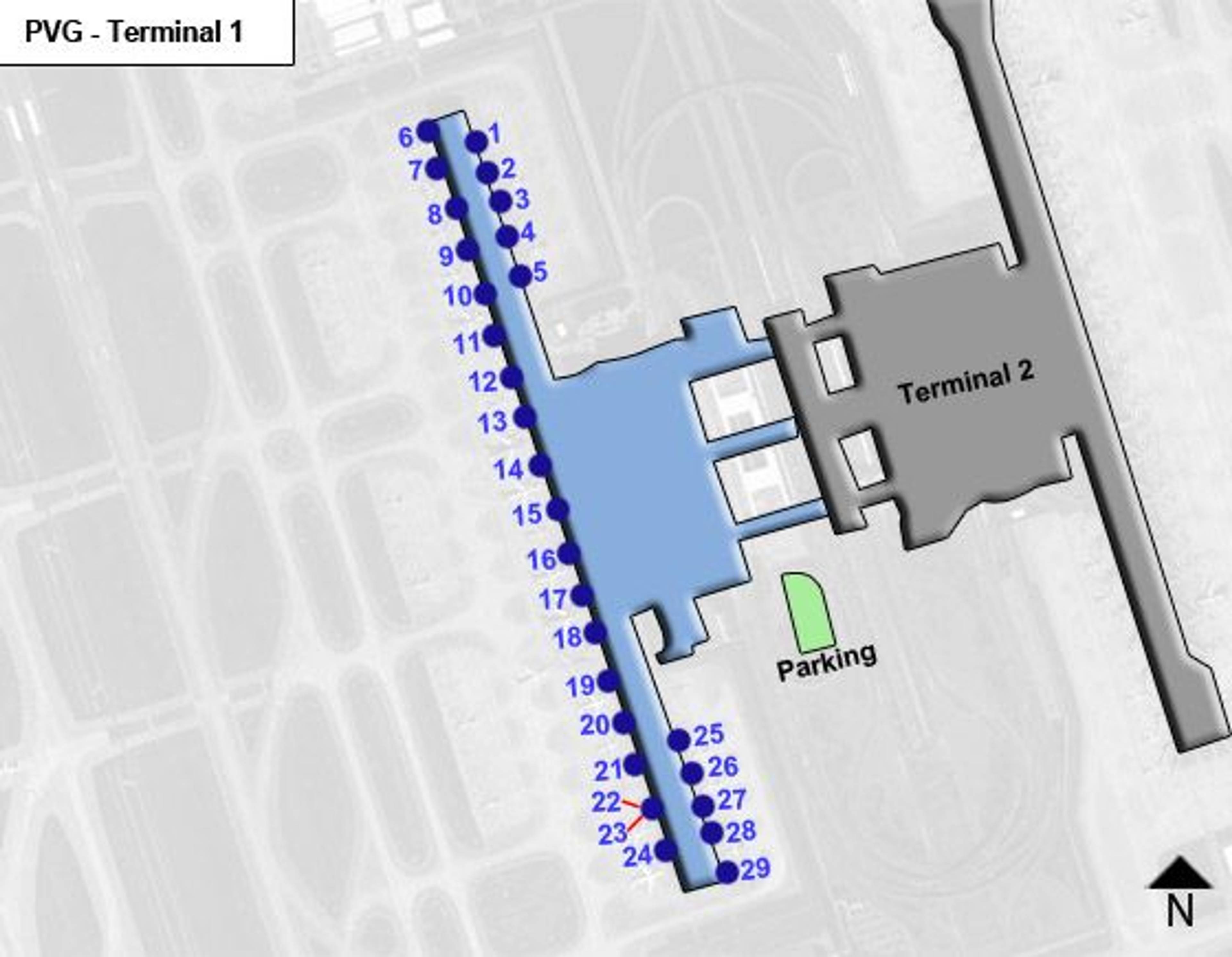 Shanghai, Pudong District Airport Terminal 1 Map