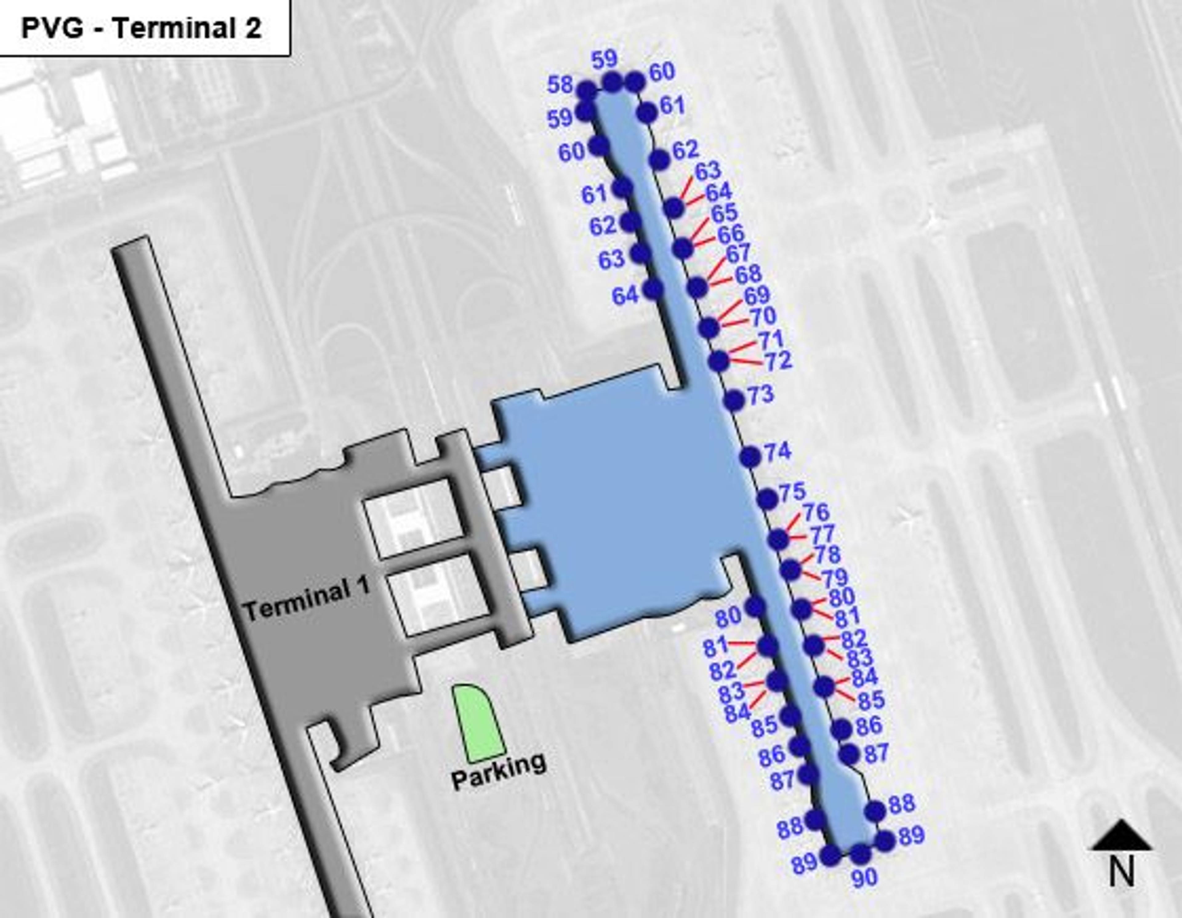 Shanghai, Pudong District Airport Terminal 2 Map