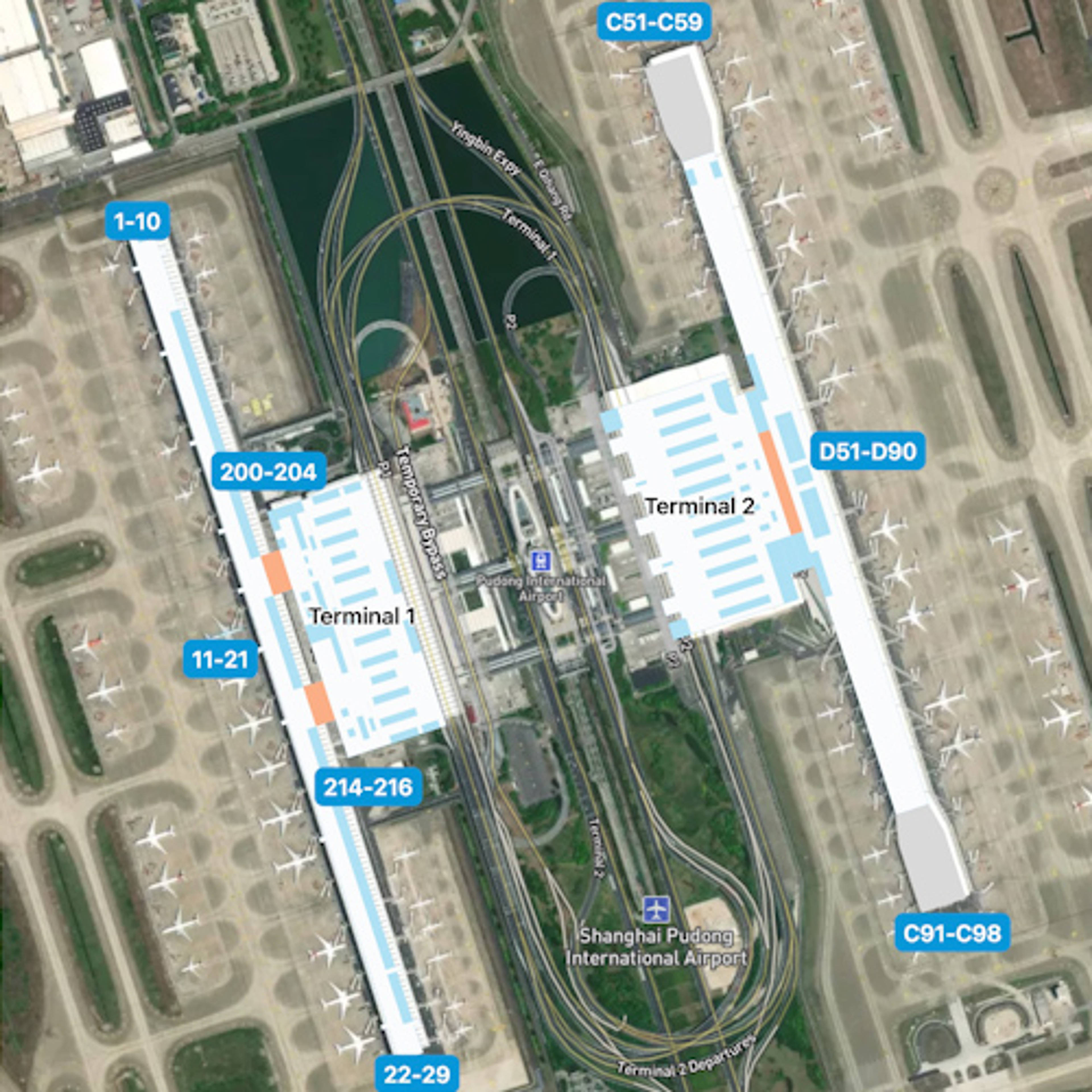 Shanghai, Pudong District Airport Overview Map