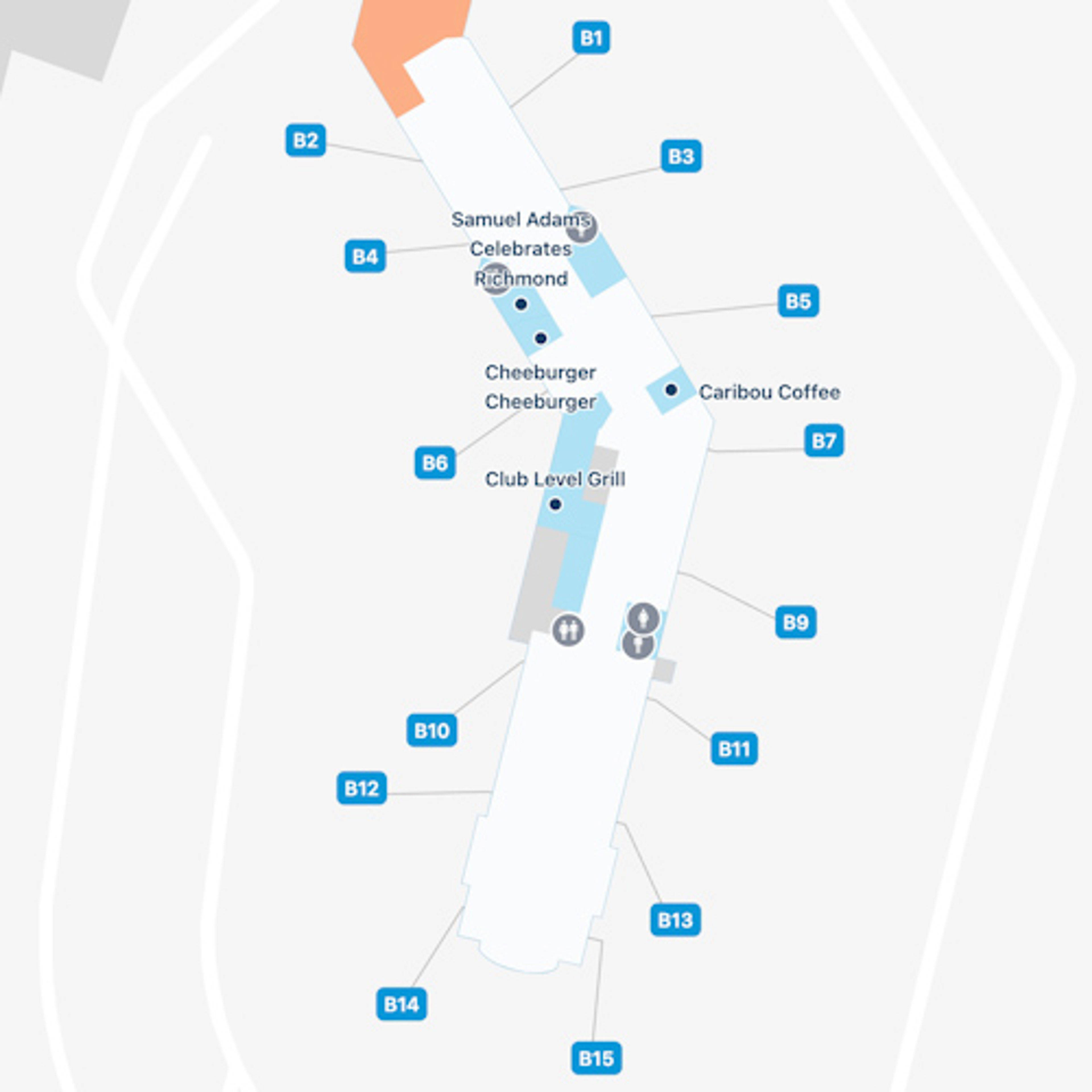 Richmond Airport RIC Main Terminal Map   Richmond RIC Concourse B 