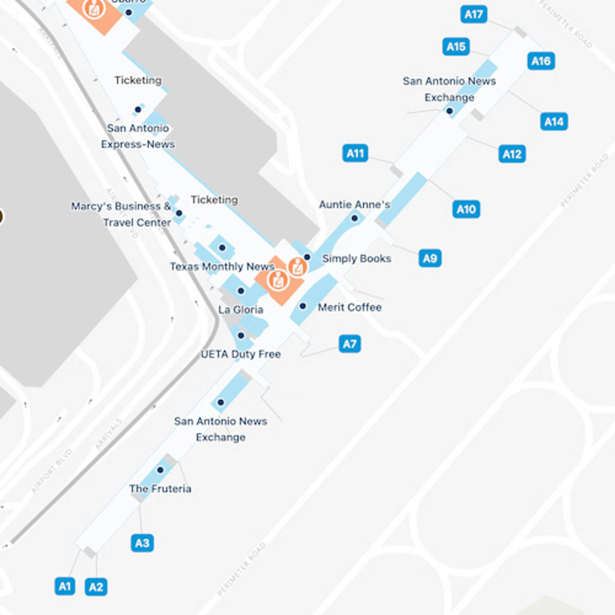 San Antonio Airport Map Sat Terminal Guide