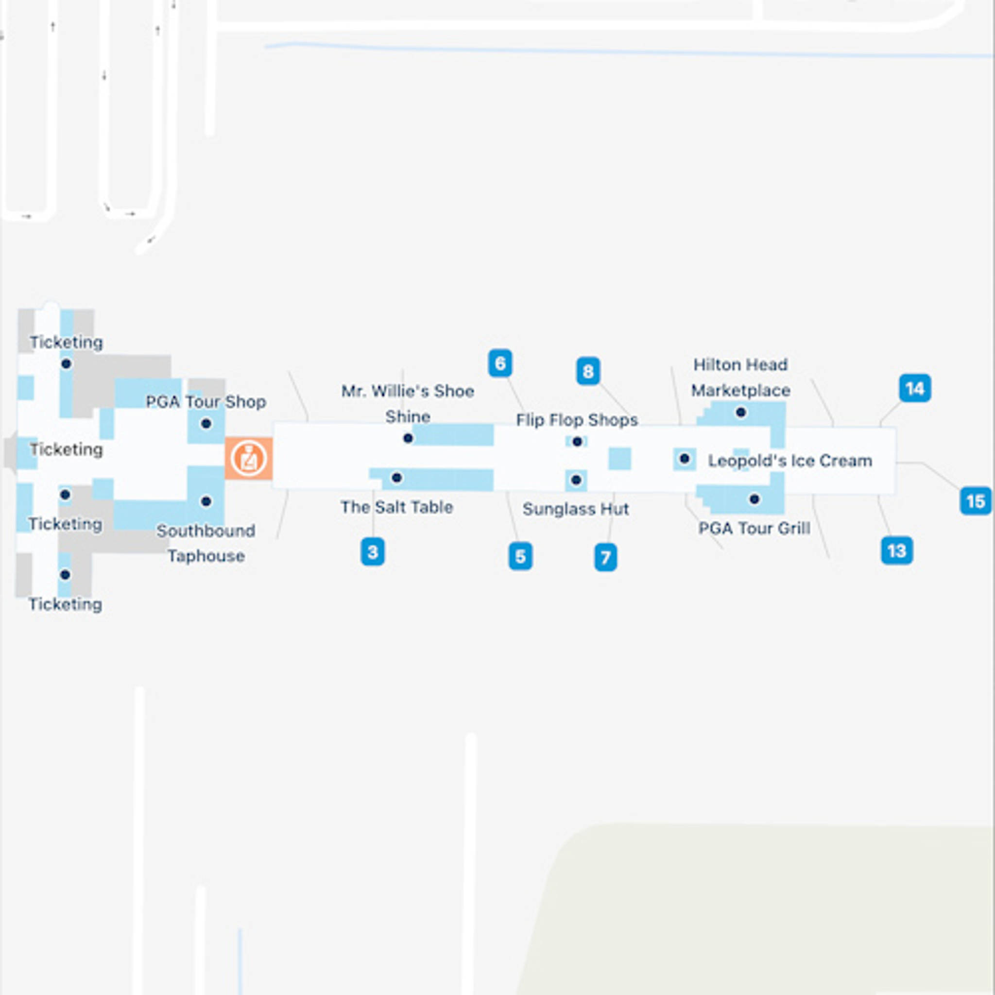 Savannah Hilton Head Airport SAV Main Terminal Map