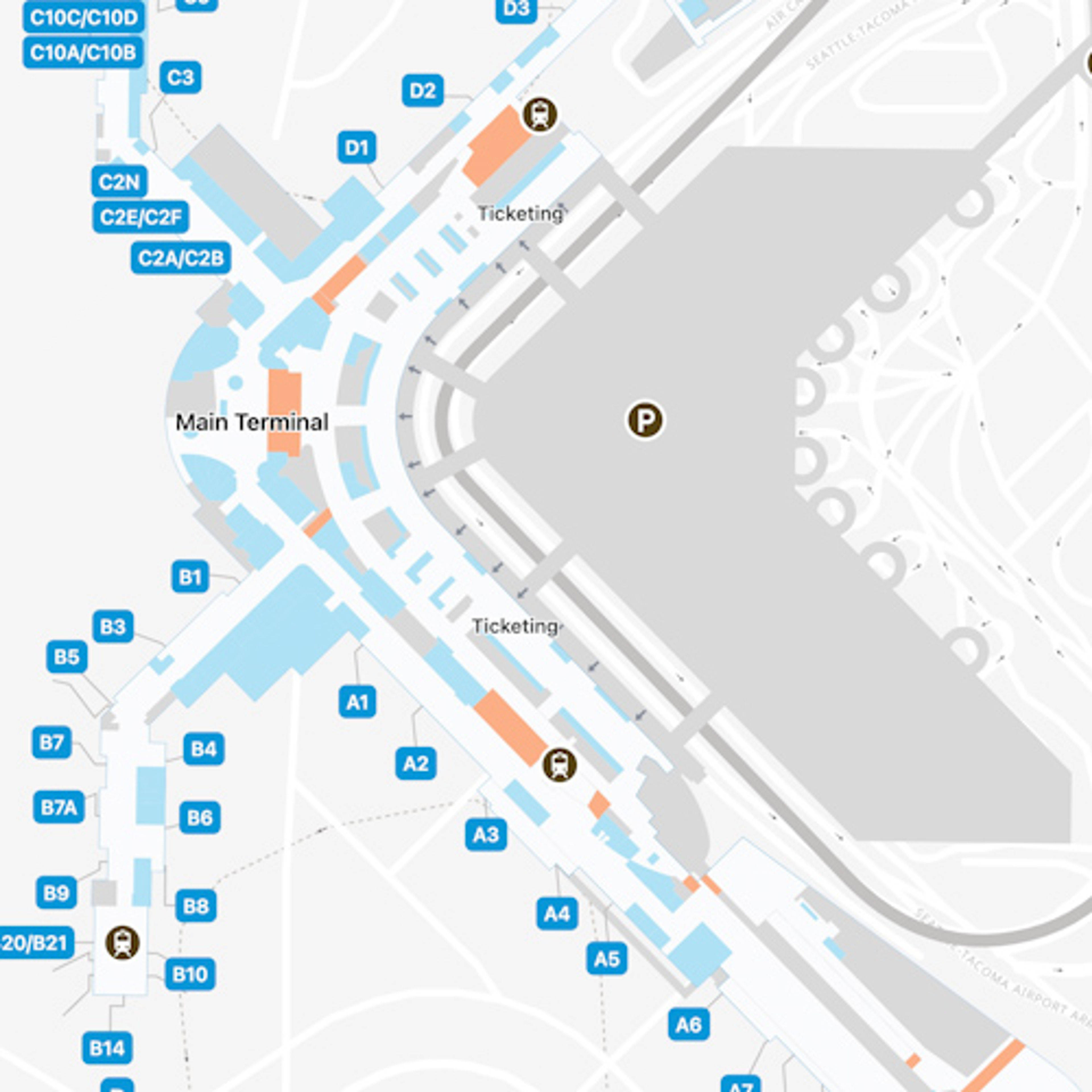 Seattle Tacoma Airport SEA Satellite North Map