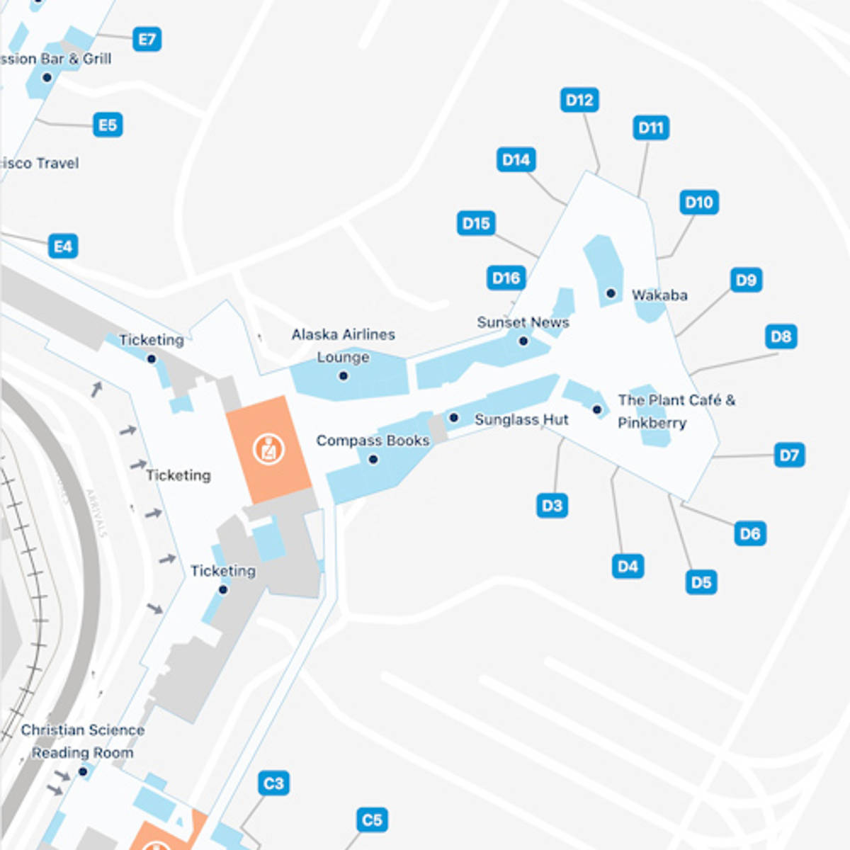 San Francisco Airport SFO Terminal 2 Map